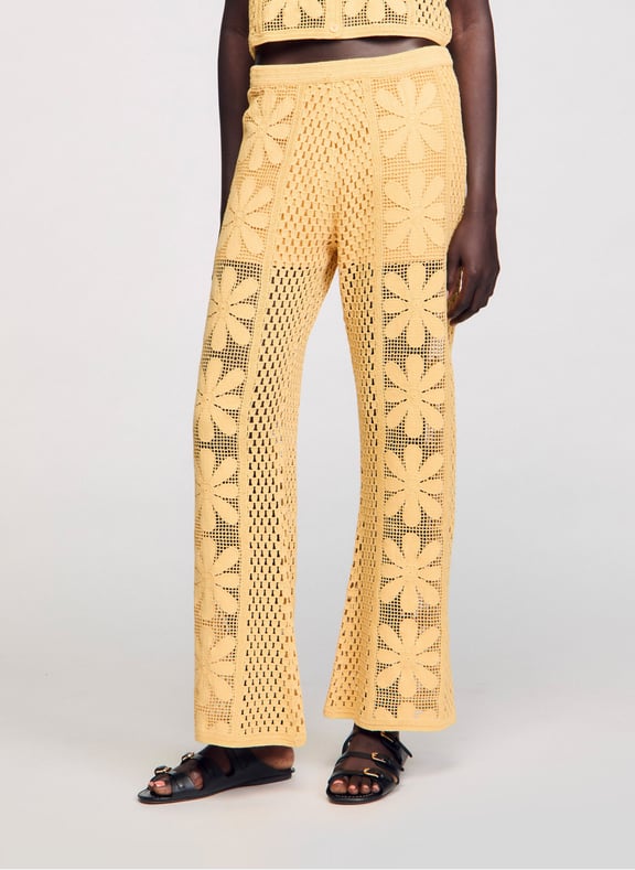 Pantalon large en crochet Jaune by SANDRO SANDRO Pantalon large en crochet Jaune