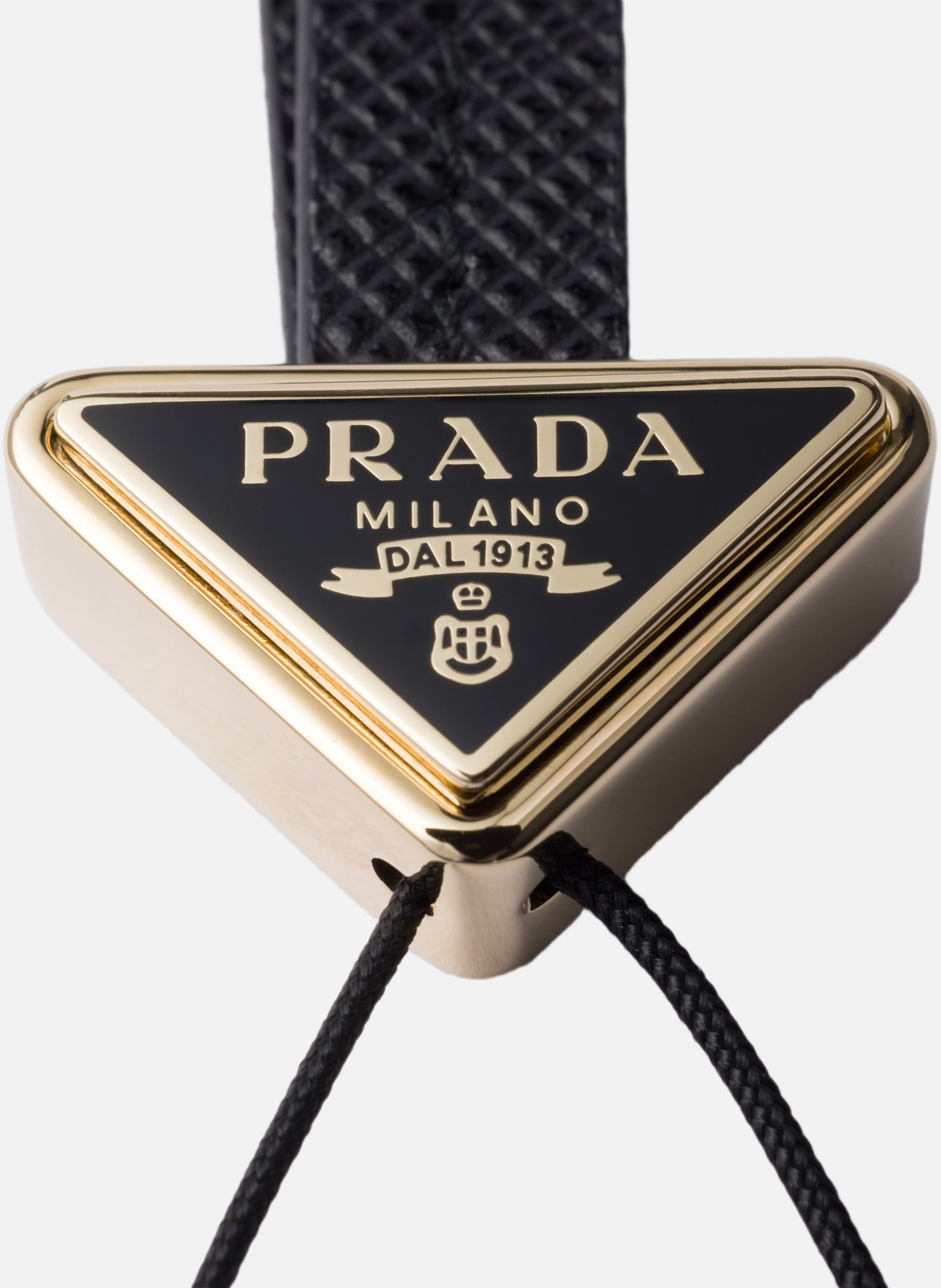 Porte-téléphone à bandoulière en cuir saffiano PRADA Noir