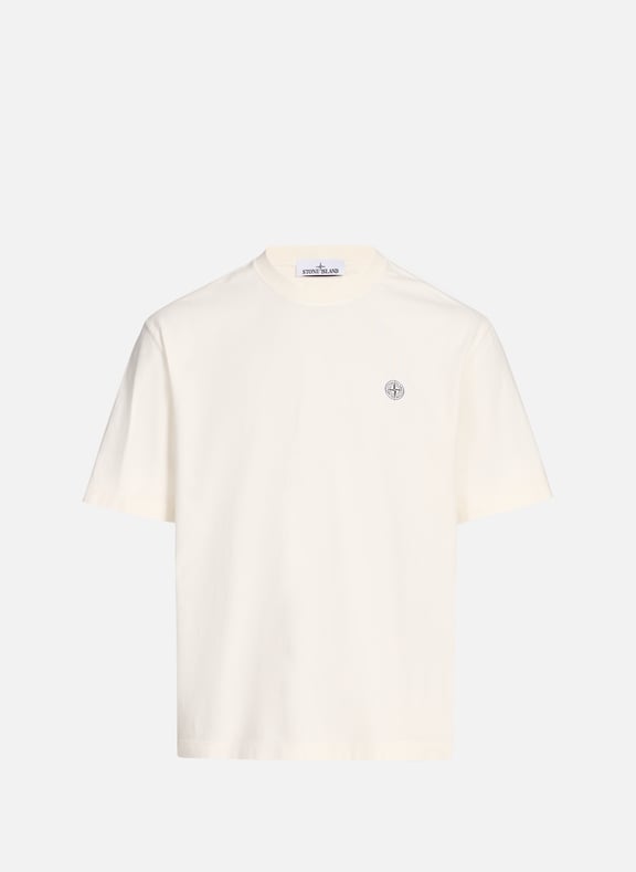 T-shirt en coton coupe droite Blanc by STONE ISLAND STONE ISLAND T-shirt en coton coupe droite Blanc