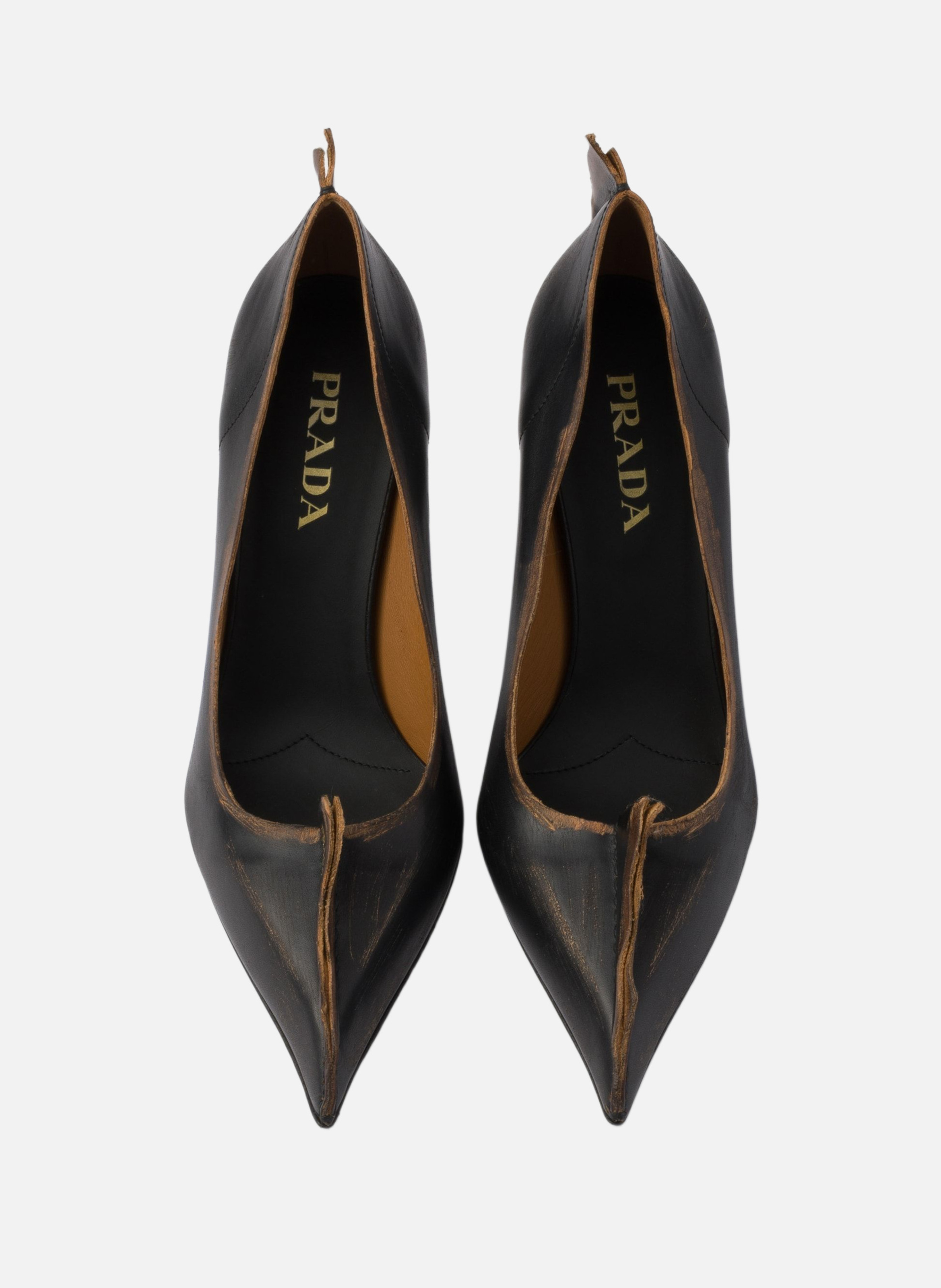 Escarpins en cuir vieilli PRADA Noir