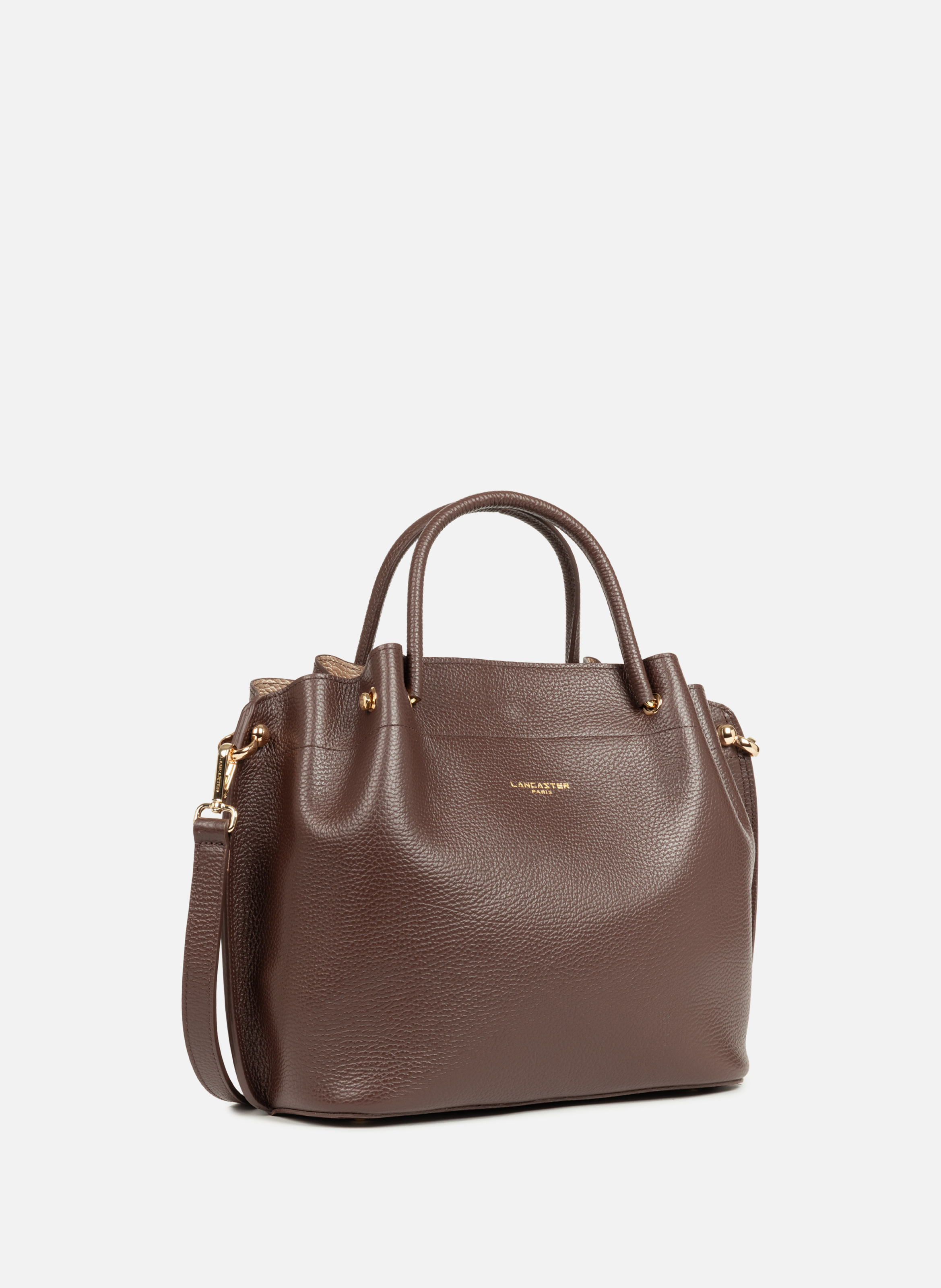 Grand sac à main - foulonné double louisa LANCASTER Marron