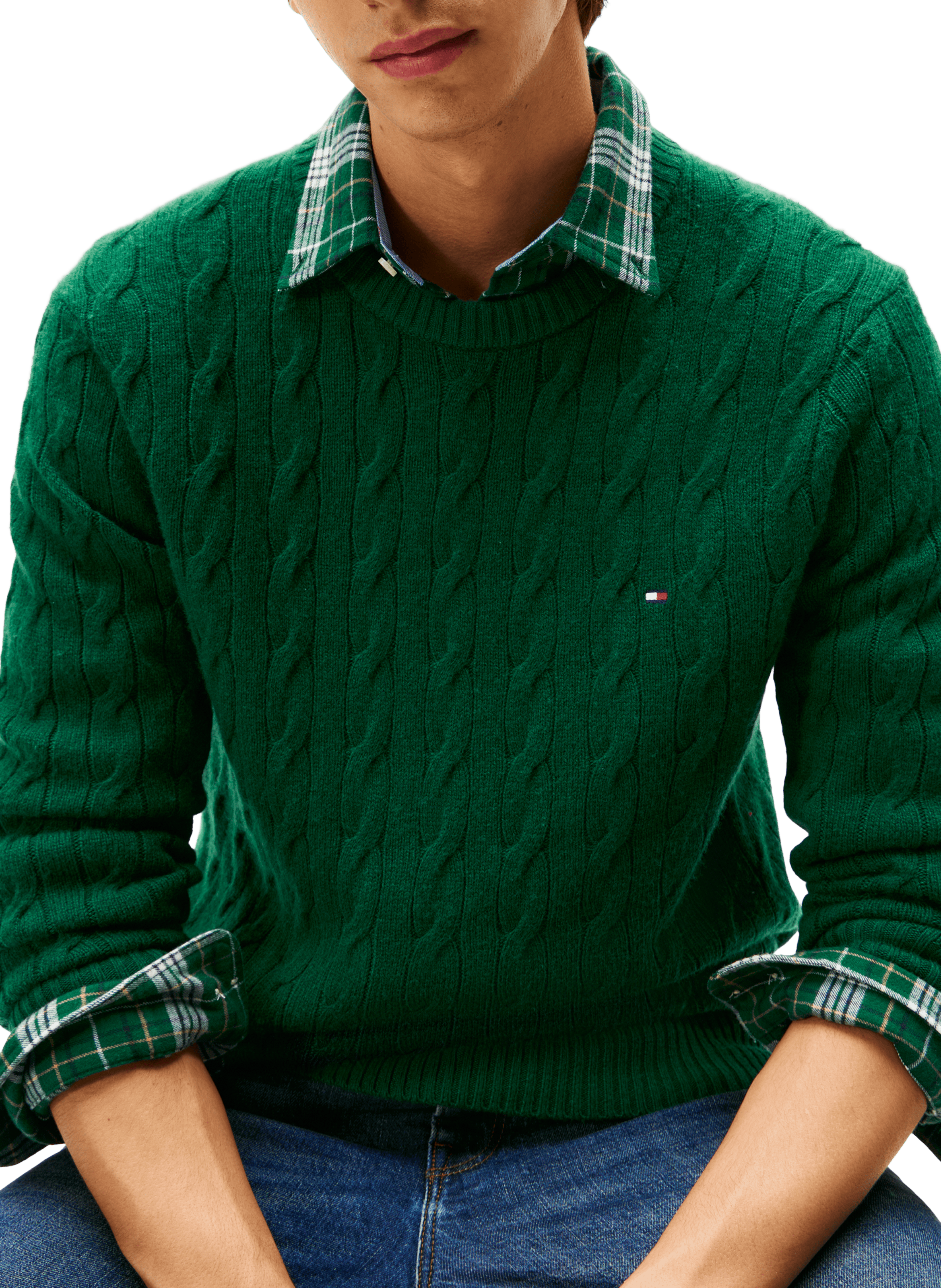 Wool-blend round-neck jumper TOMMY HILFIGER Green