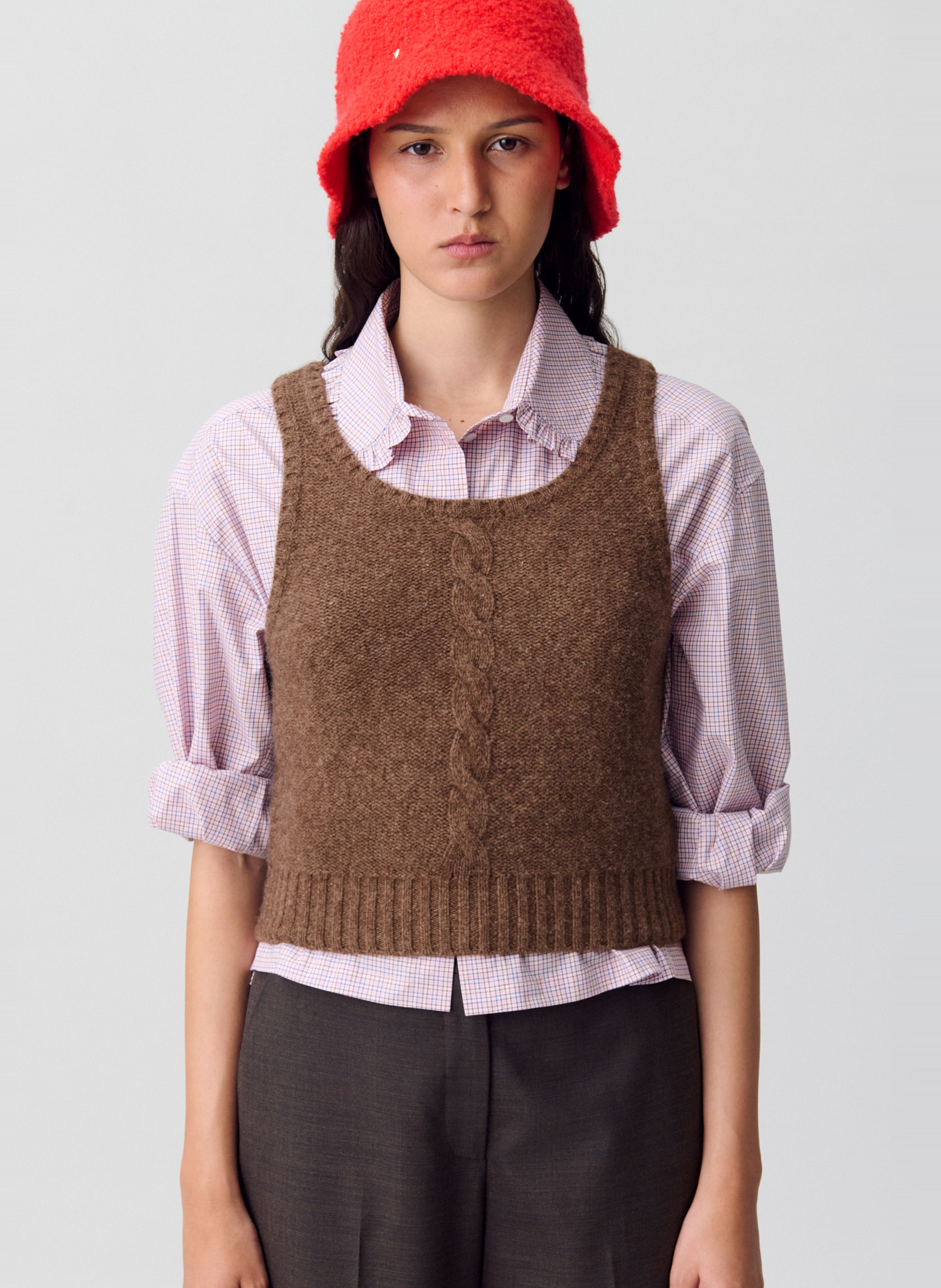 Débardeur col rond en laine CLAUDIE PIERLOT Marron