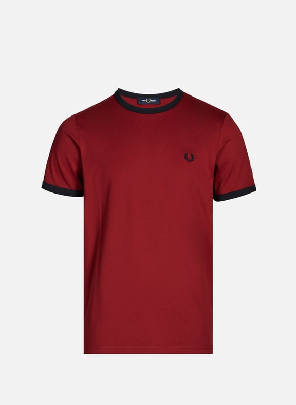 T-shirt à bordures contrastantes Rouge by FRED PERRY FRED PERRY T-shirt à bordures contrastantes Rouge