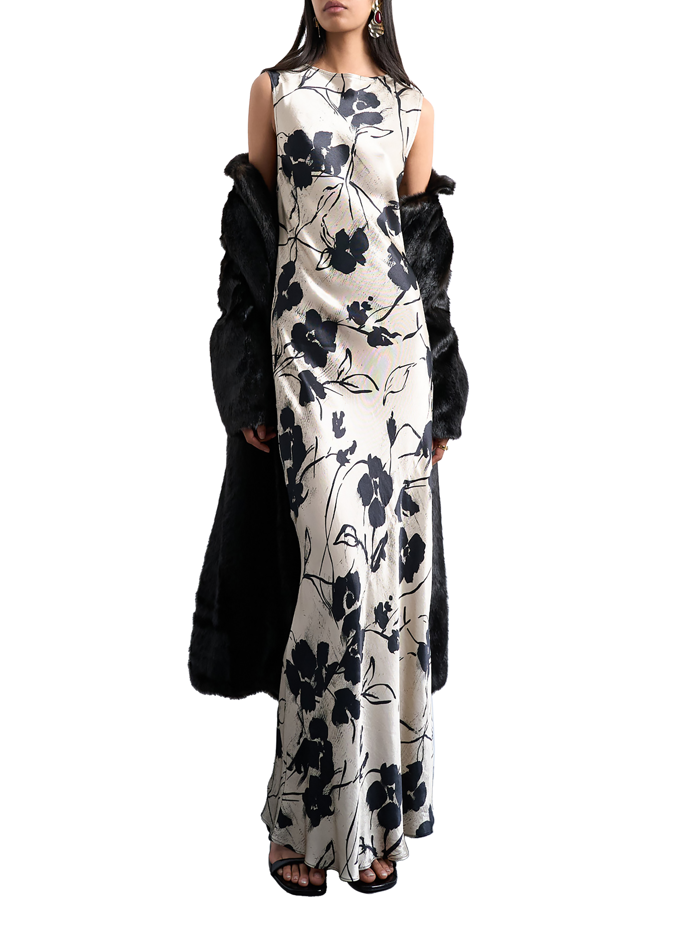 TOPSHOP Robe longue de soirée imprimée Tsmaureen Noir