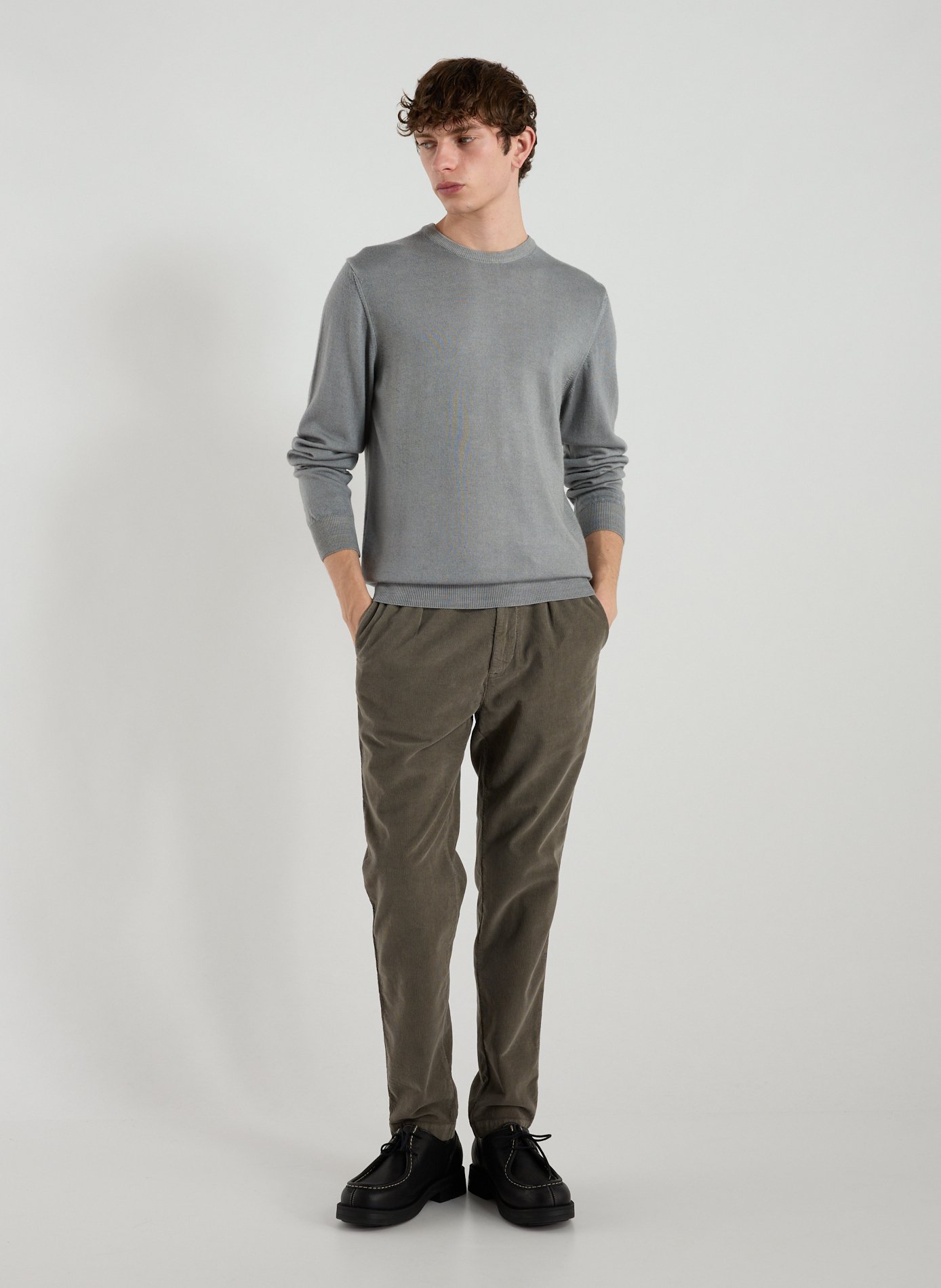 Pull col rond en laine WOOLRICH Gris