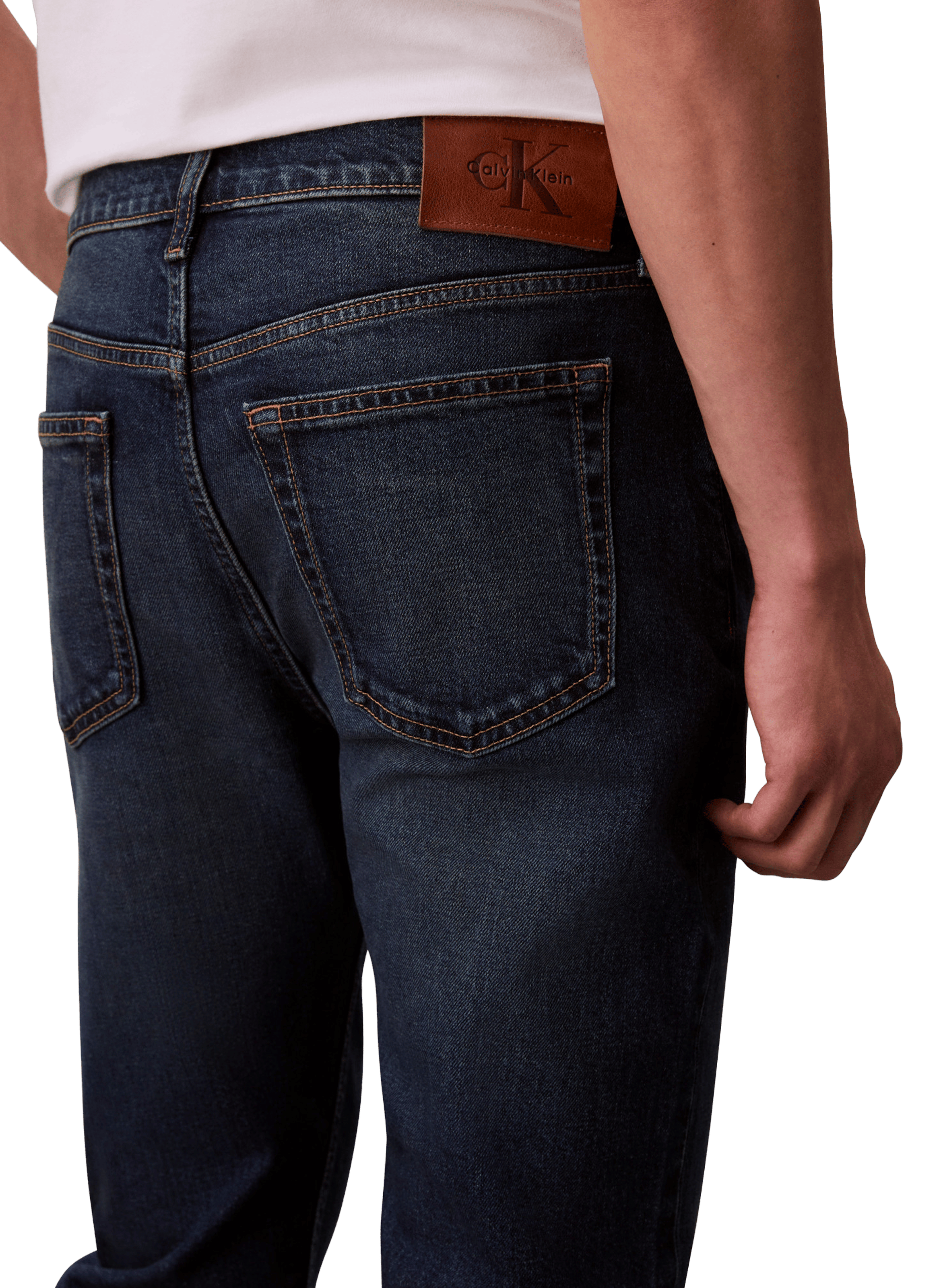 Jean denim Slim Taper en coton mélangé CALVIN KLEIN Bleu