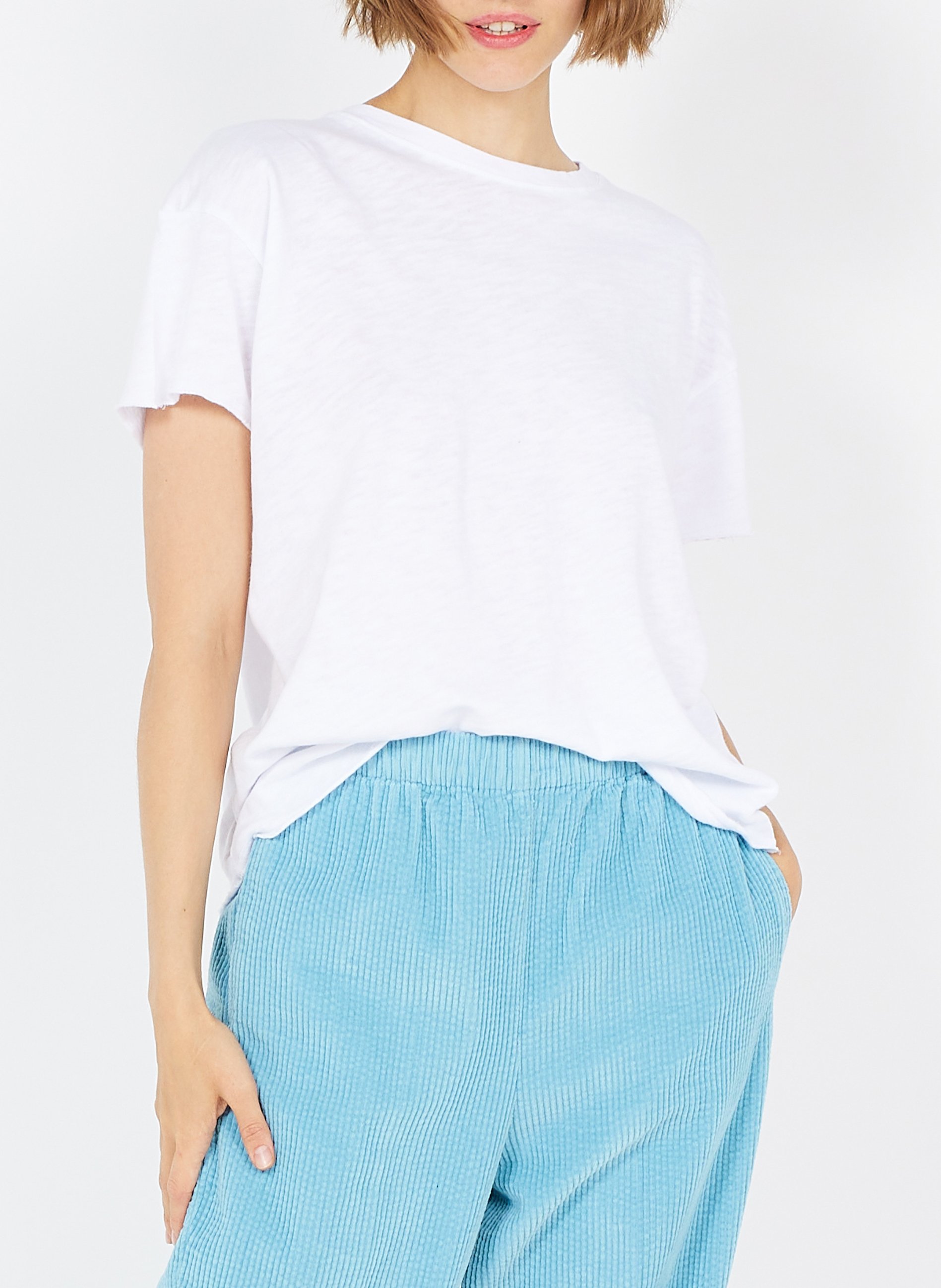 Tee-shirt droit à col rond en coton sonoma AMERICAN VINTAGE Blanc