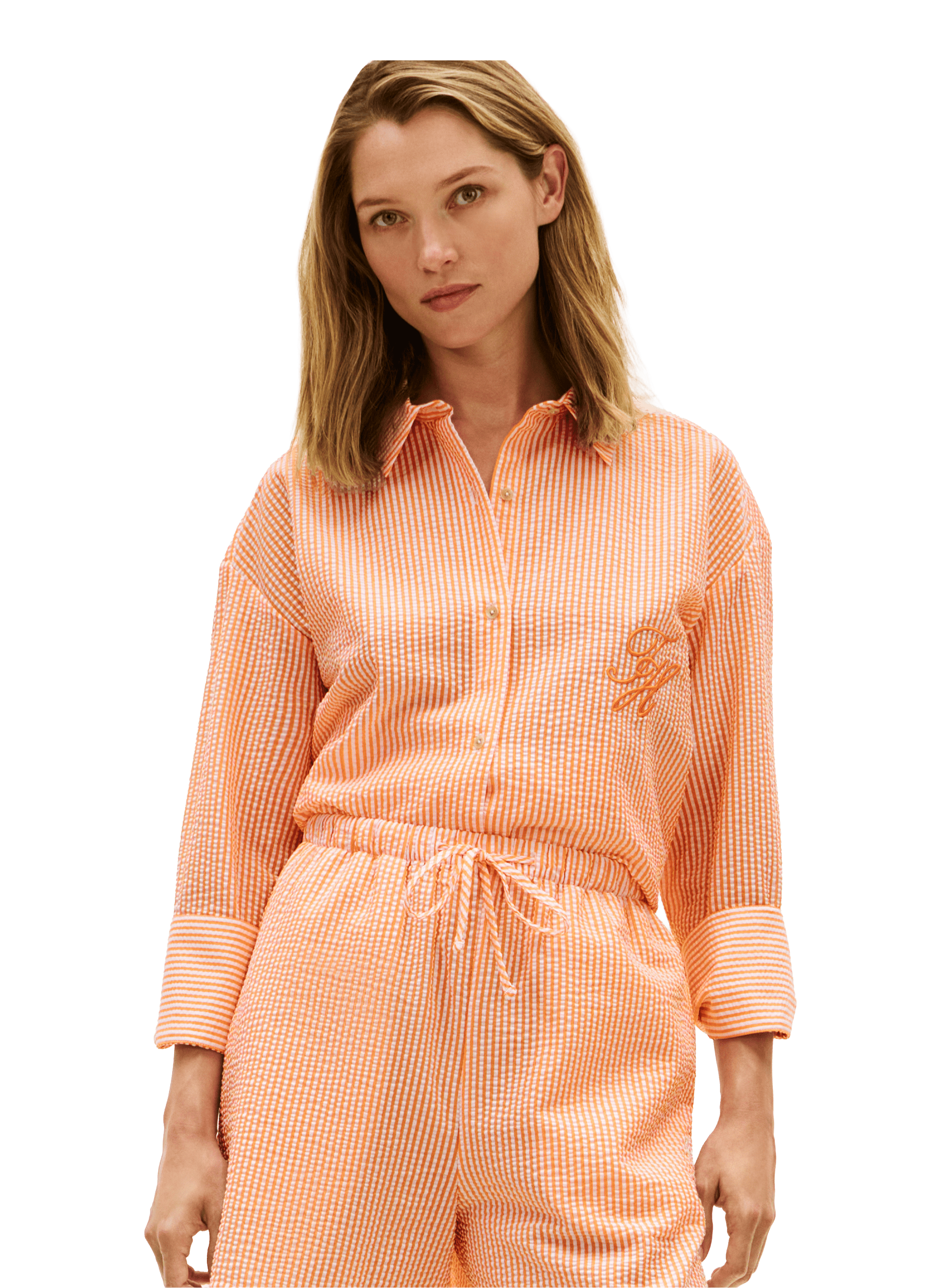 Long striped shirt with embroidered logo TOMMY HILFIGER Orange