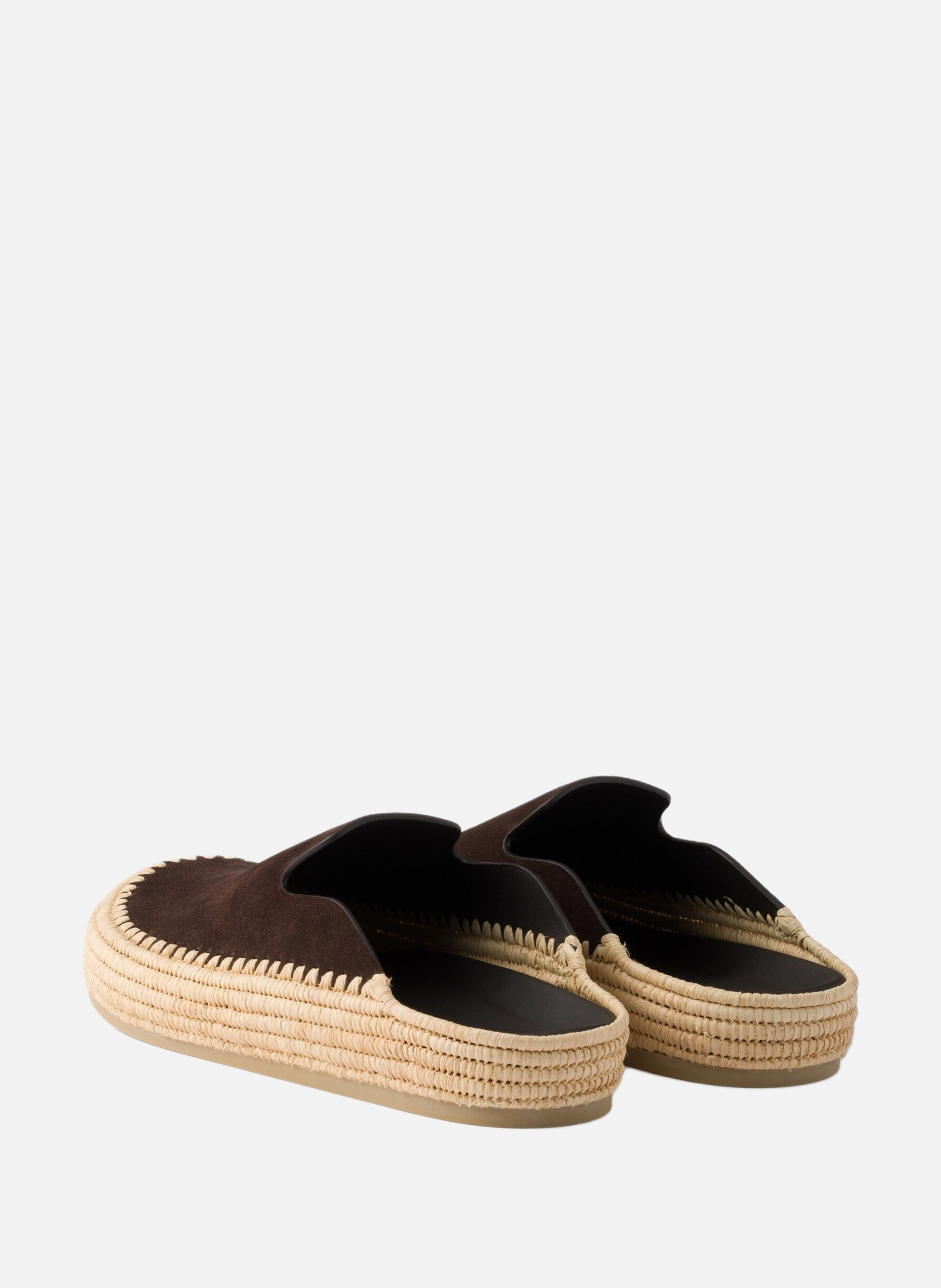 Mules en veau velours PRADA Marron