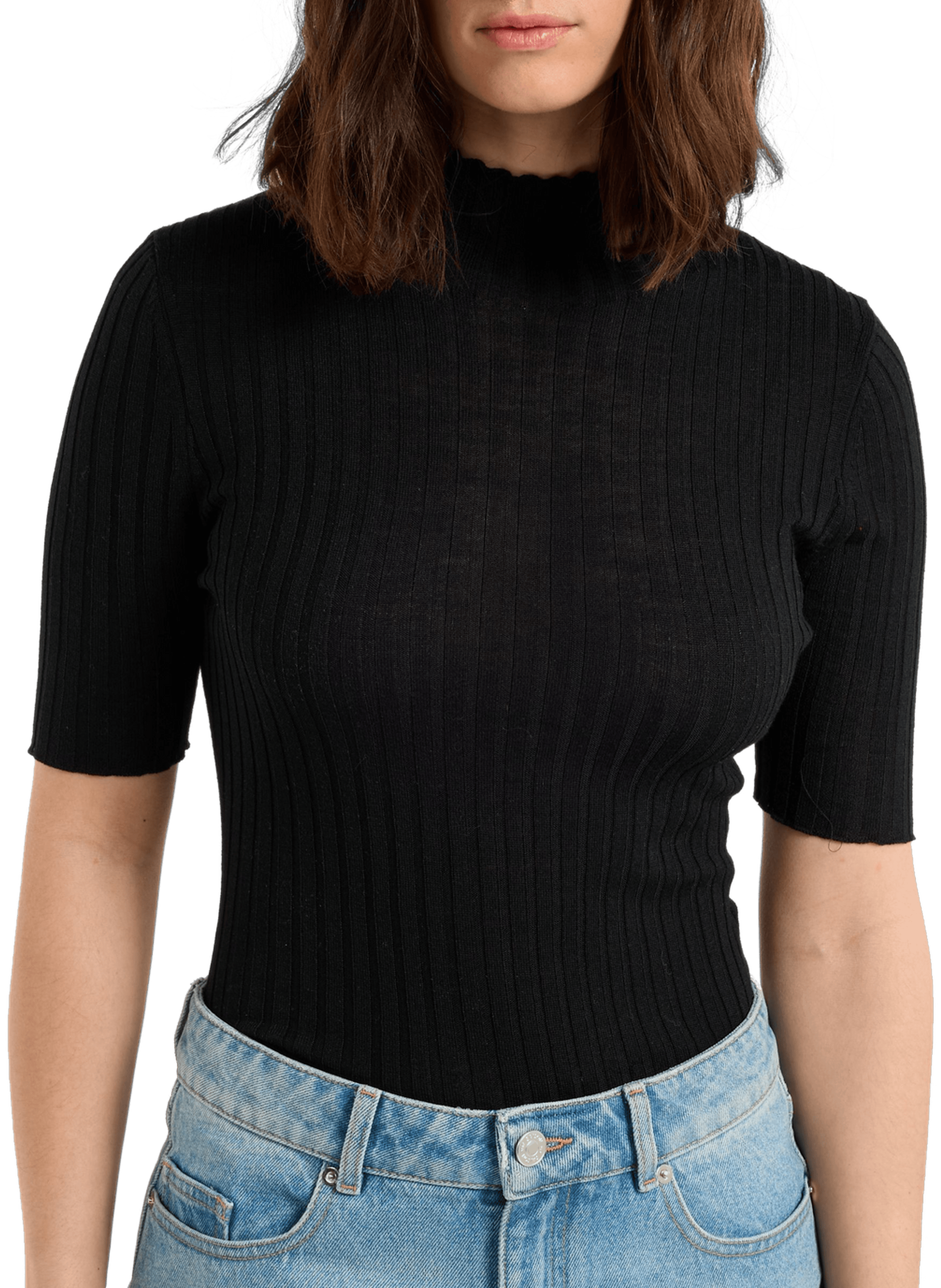 Pull Ava à col montant en laine mélangée SAISON 1865 Noir