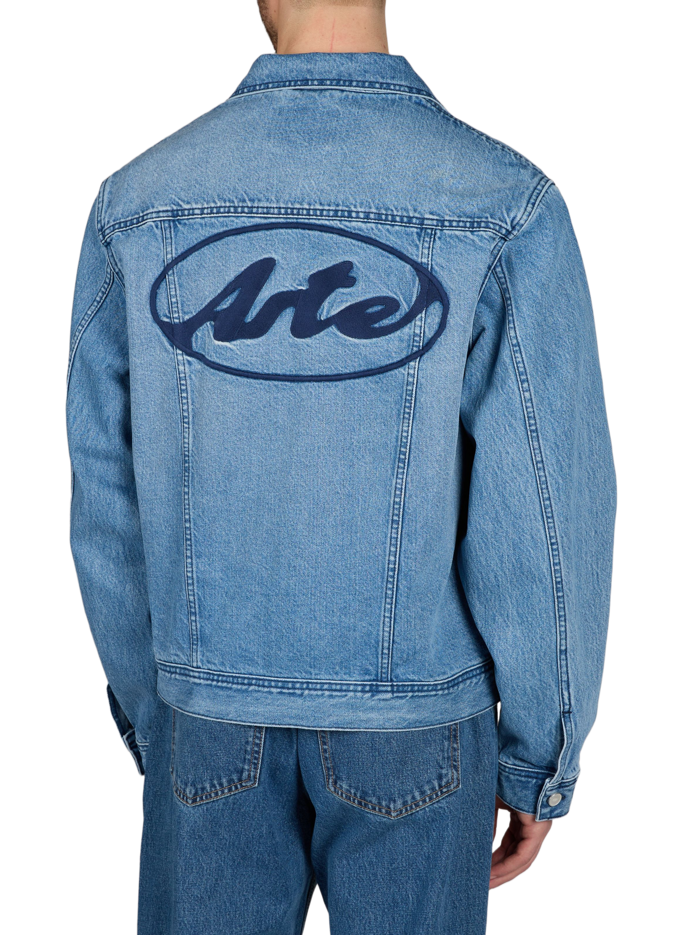 Straight cotton denim jacket with logo ARTE ANTWERP Blue