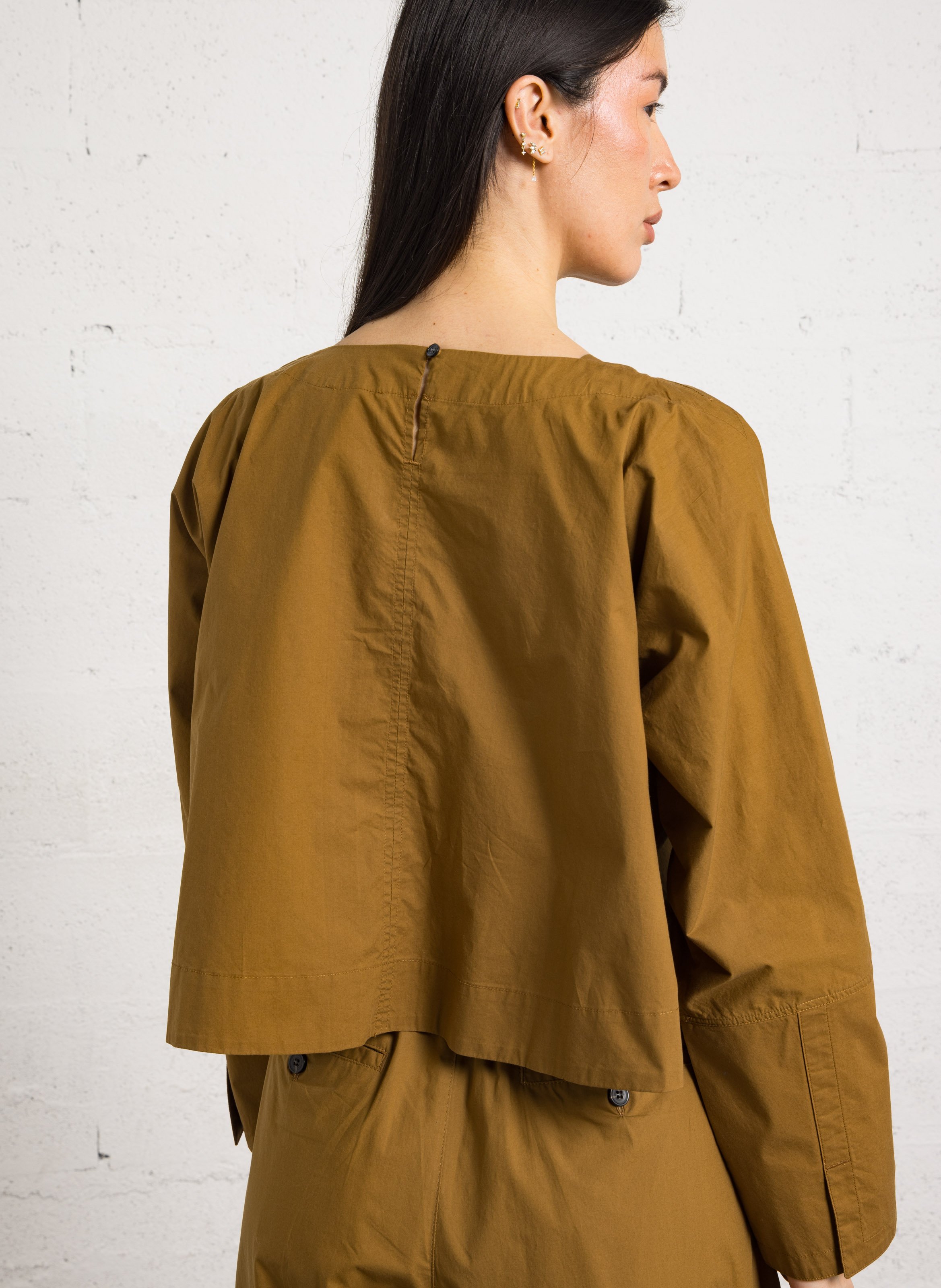 Blouse oversize col rond en coton armand SOEUR Marron