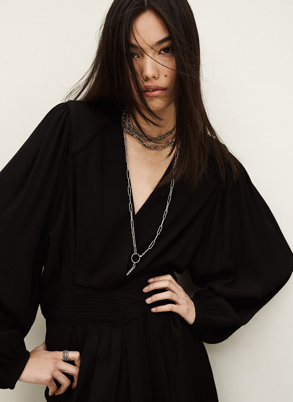 Robe courte col v alana BA&SH Noir