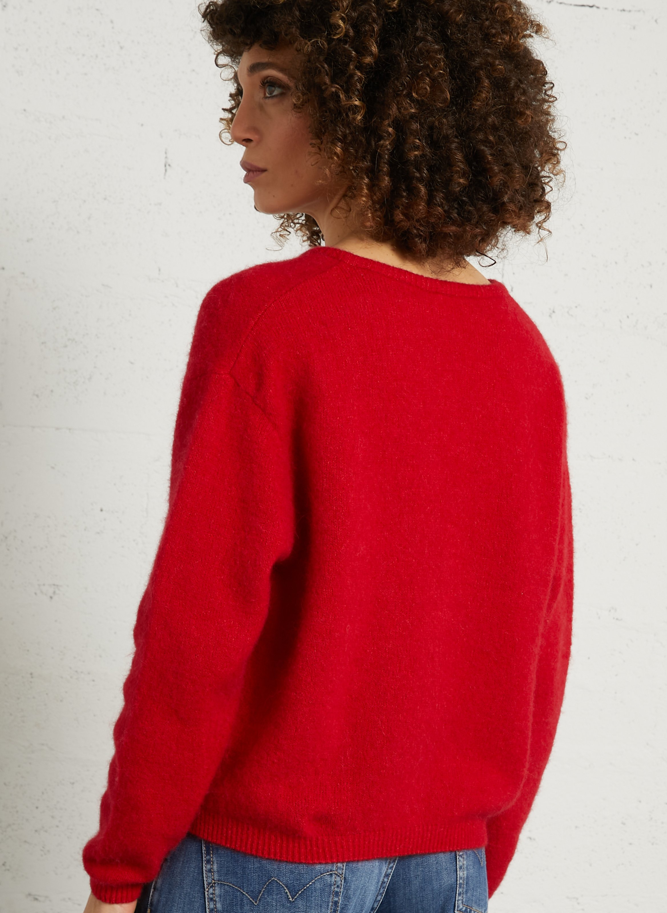 Gilet ample col rond en laine mélangée vitow AMERICAN VINTAGE Rouge