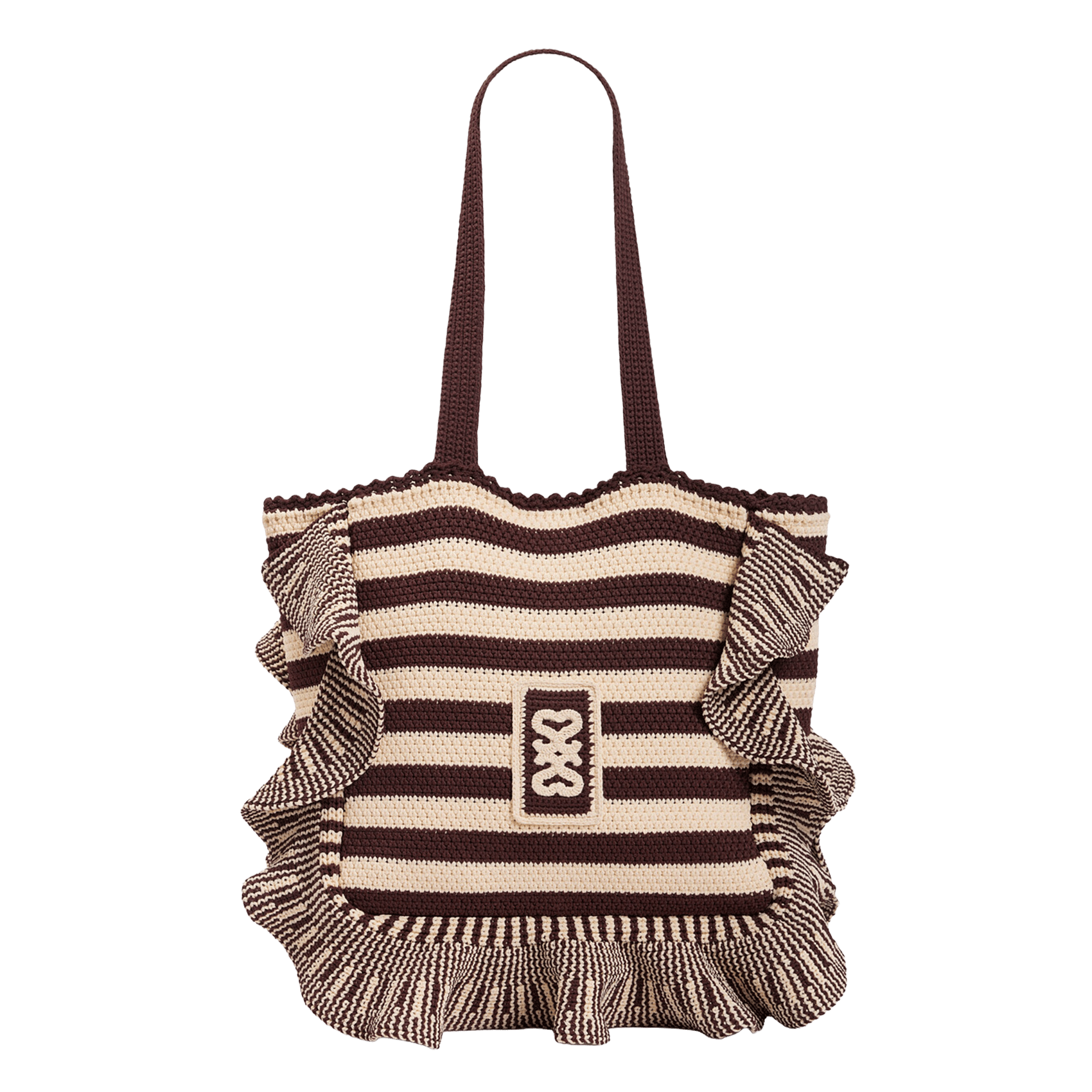 Cabas en maille crochet rayée SANDRO Beige