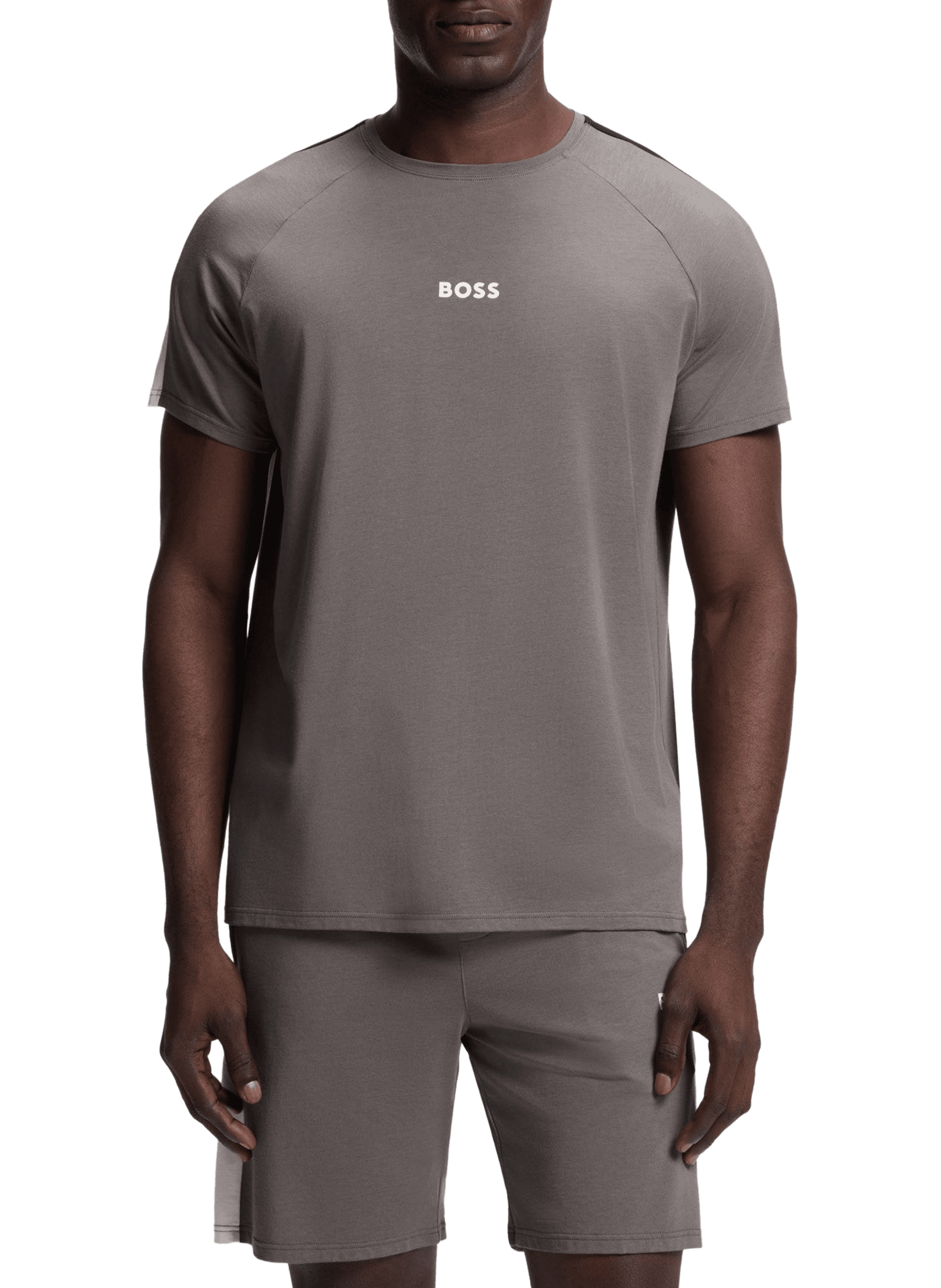 Ensemble de pyjama court en coton mélangé BOSS Gris