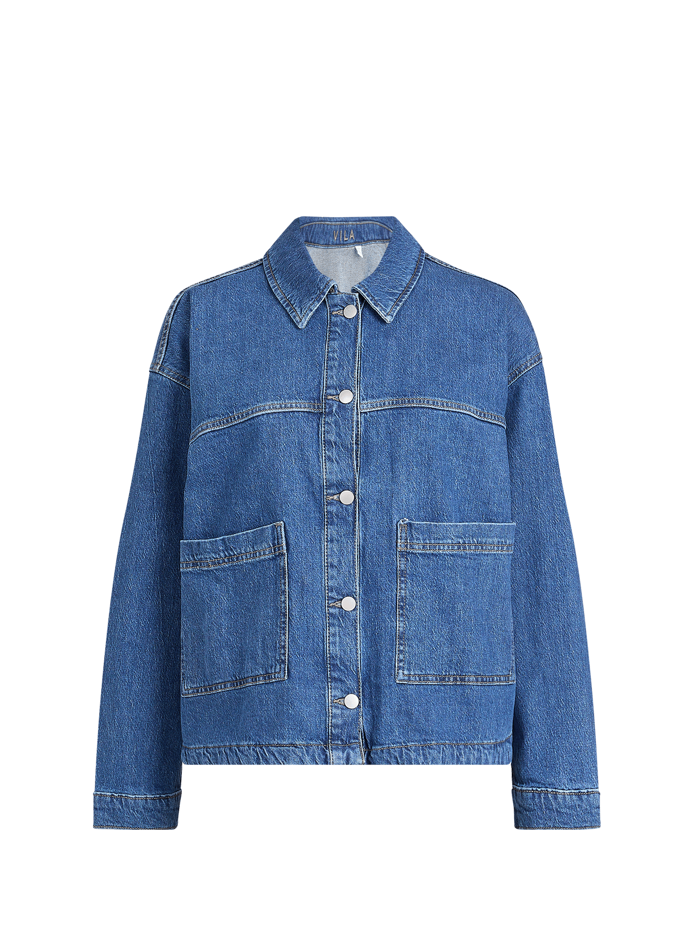 Veste droite Vijaf en coton mélangé VILA Bleu