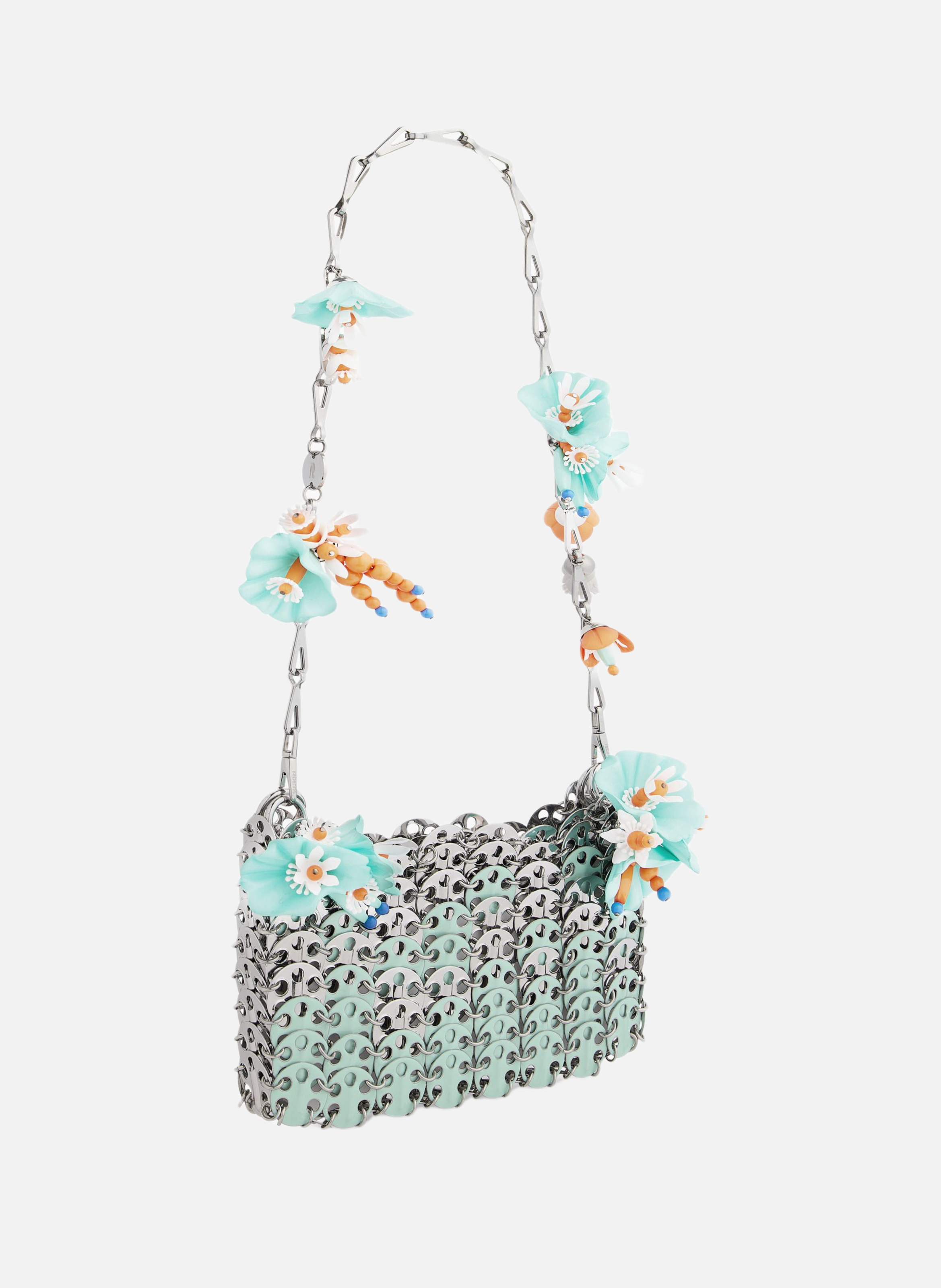 Sac 1969 nano bicolore avec détails de fleurs RABANNE Vert