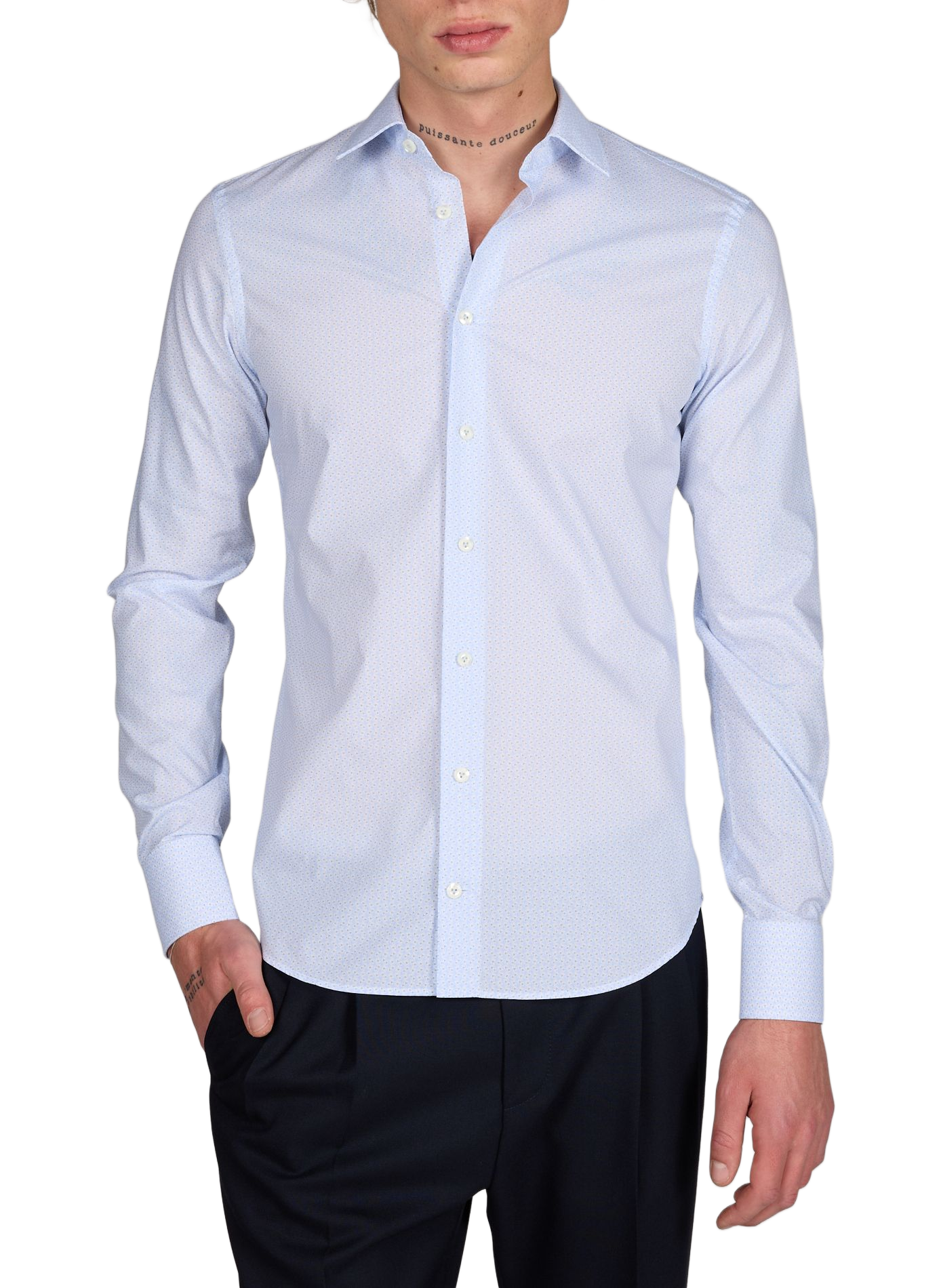 Slim fit cotton shirt with floral print VAN LAACK Blue