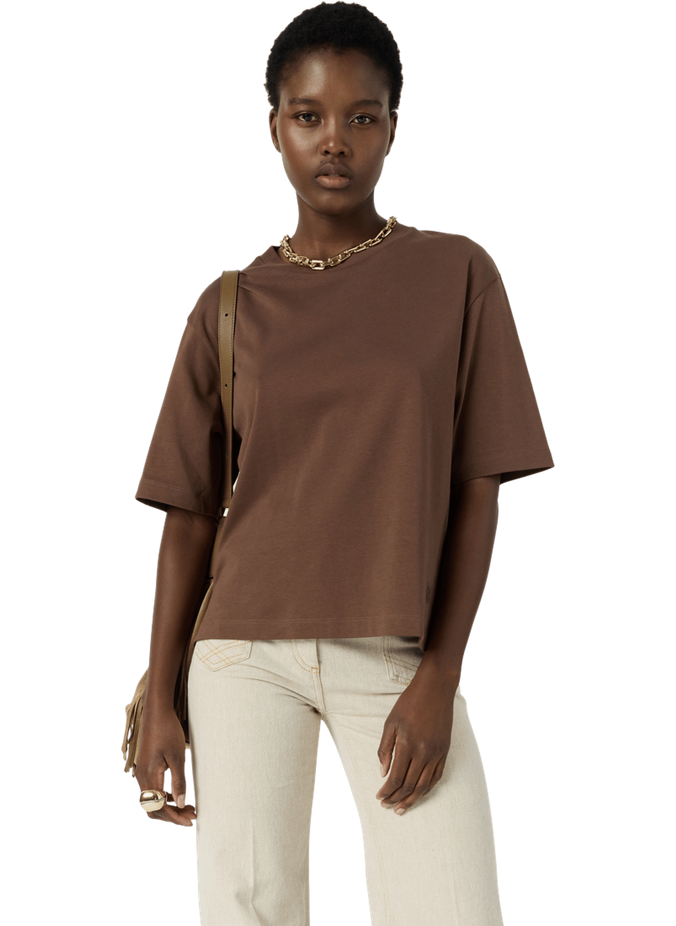 T-shirt uni en coton - mayae GERARD DAREL Marron