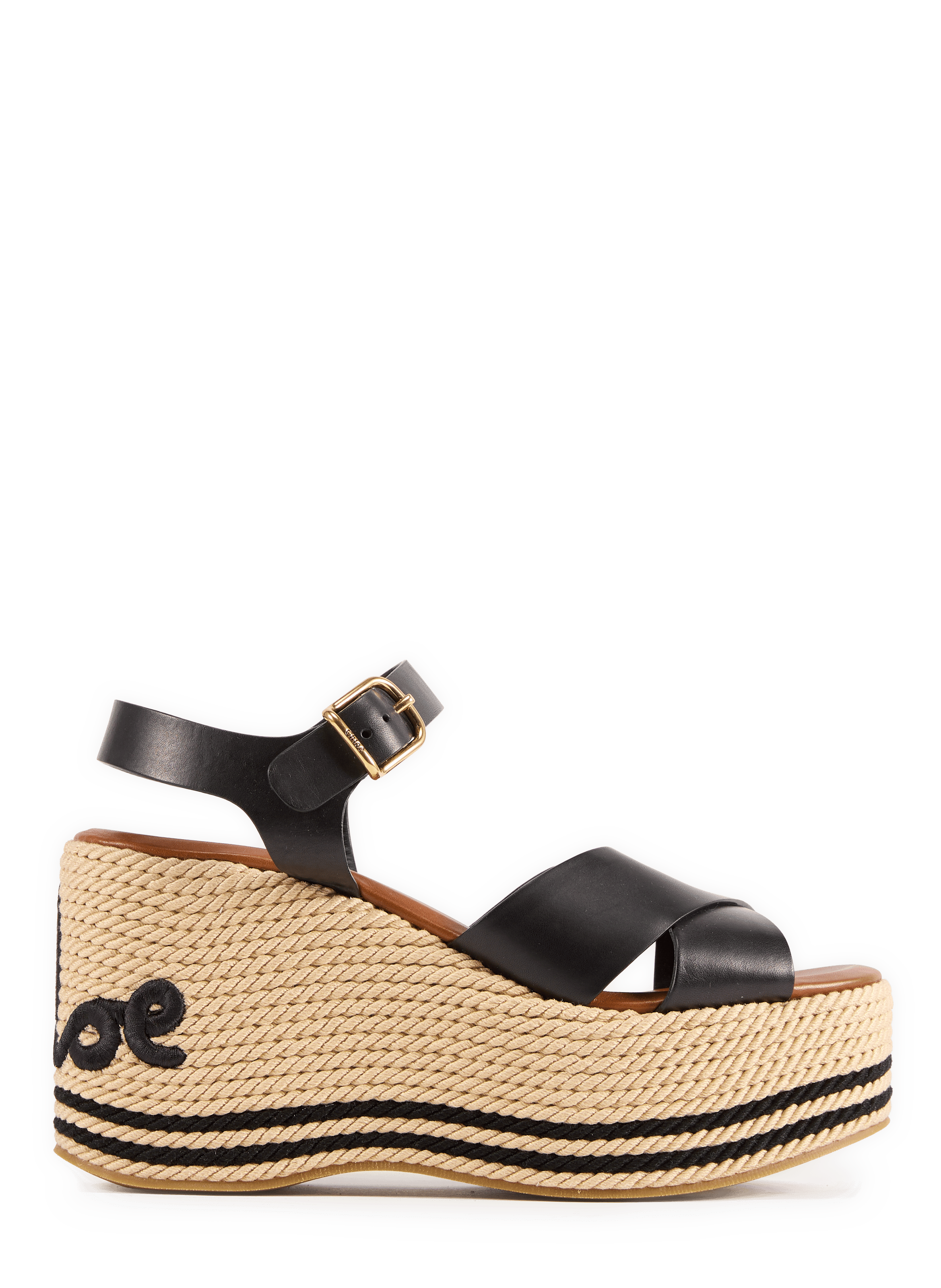 Sandales à talon Chloé Sand en coton et cuir CHLOÉ Noir