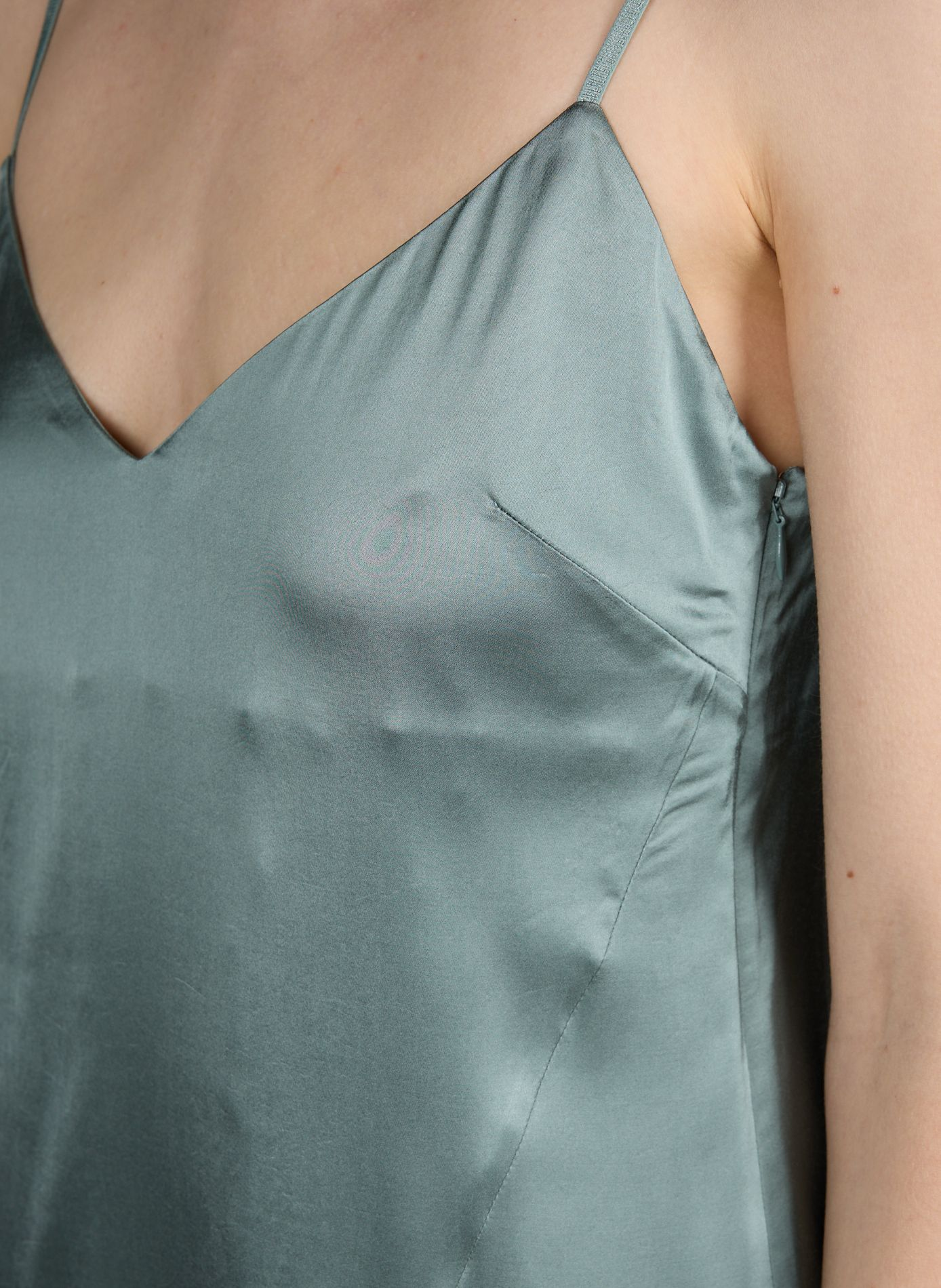 Satin cotton blend slip dress ACNE STUDIOS Green