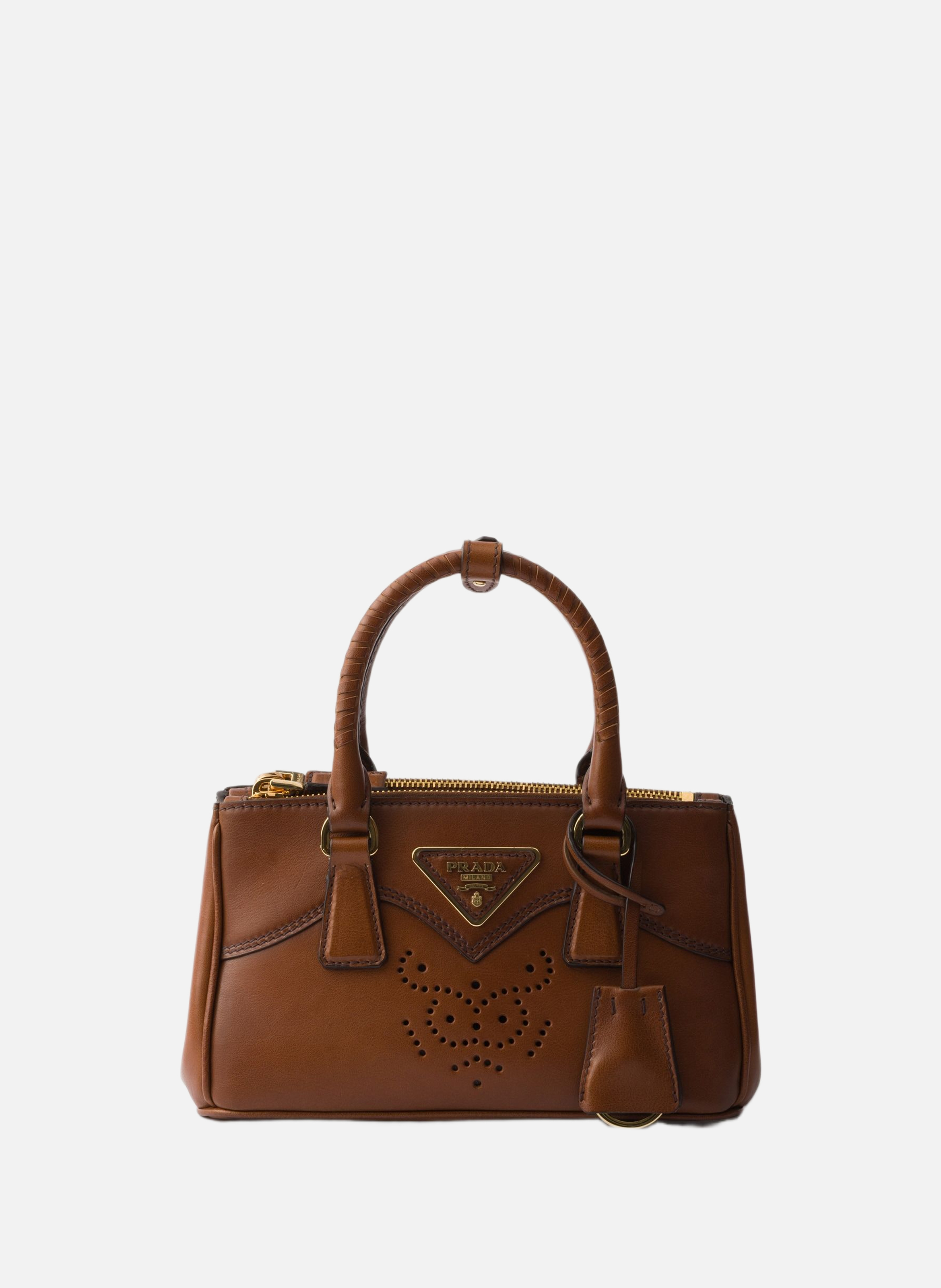 Mini sac prada galleria en cuir PRADA Marron