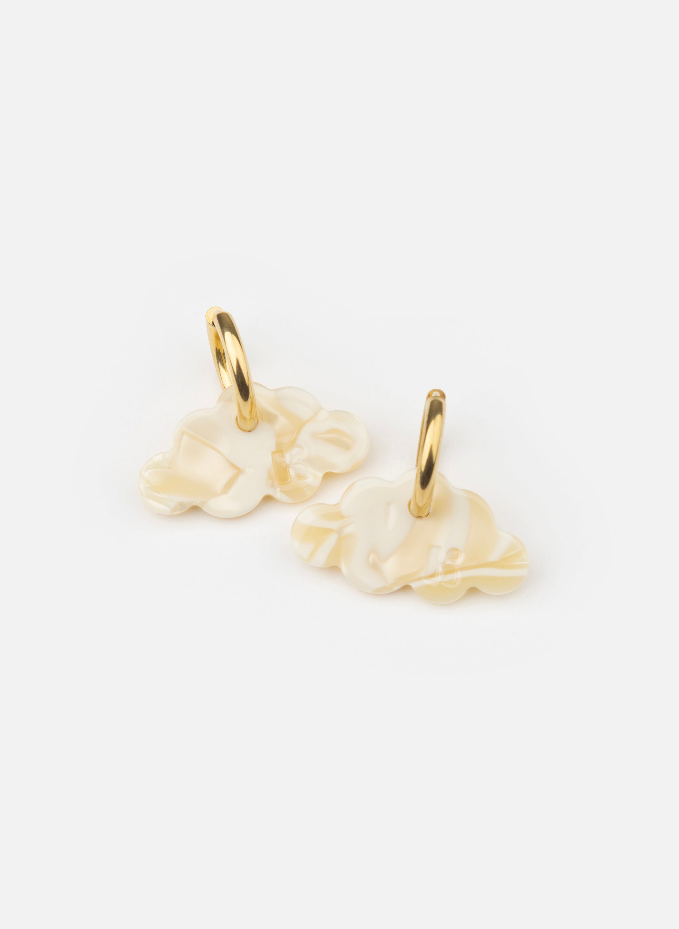 Boucles d'oreilles nuage avec anneaux en acier inoxydable doré KURAGE GINZA Beige