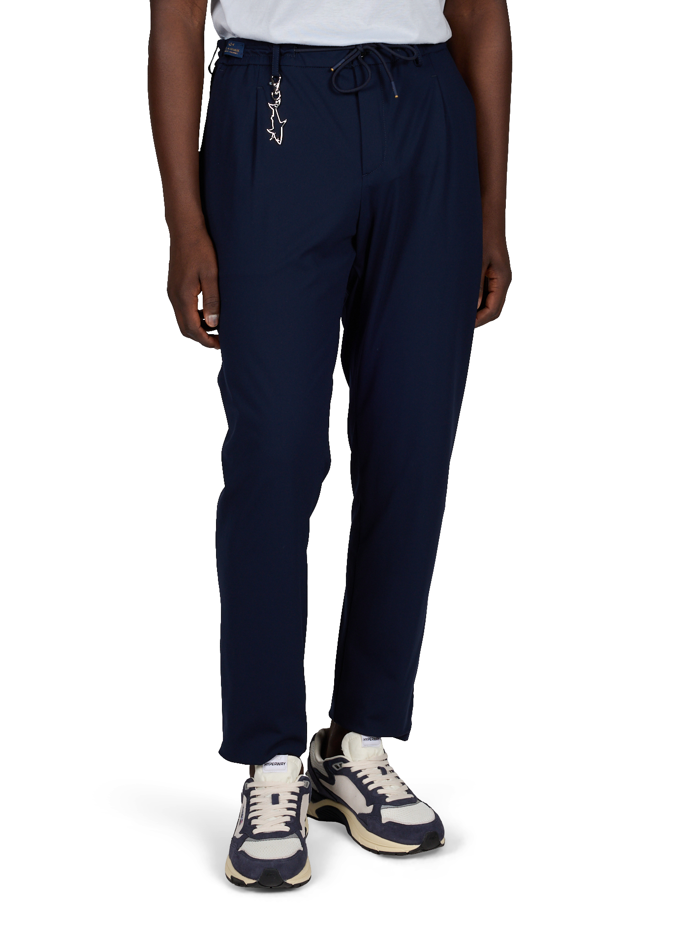 Solid color pants with shark keychain PAUL & SHARK Blue
