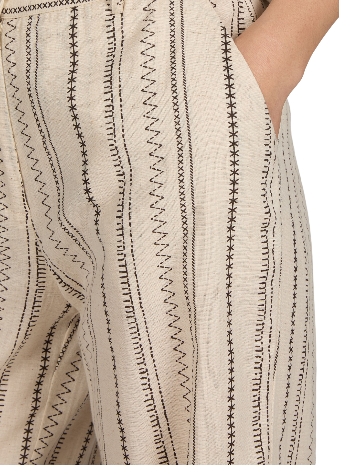 Cotton and linen patterned trousers VILA Multicolour