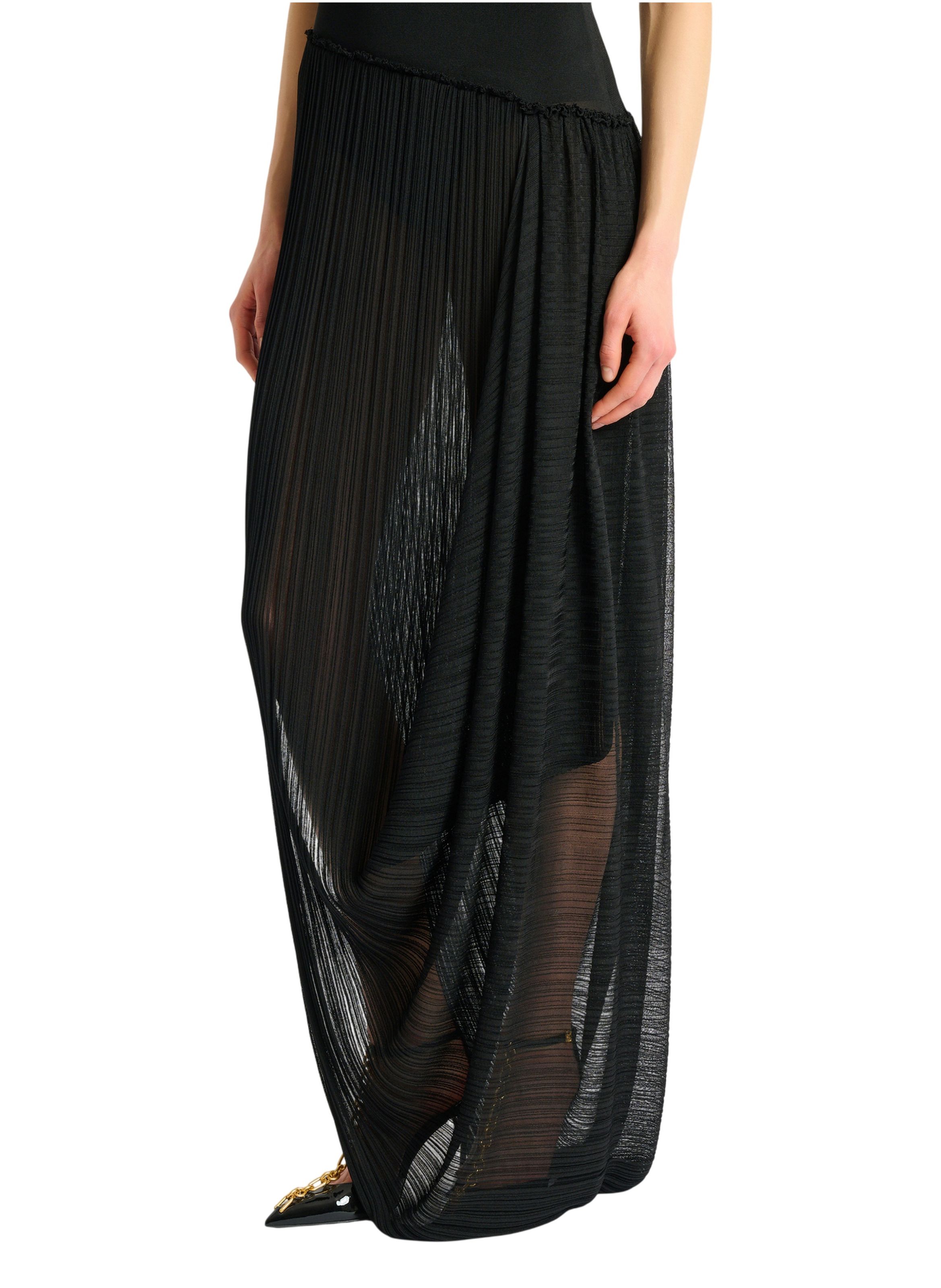 Robe longue drapée en viscose BALMAIN Noir