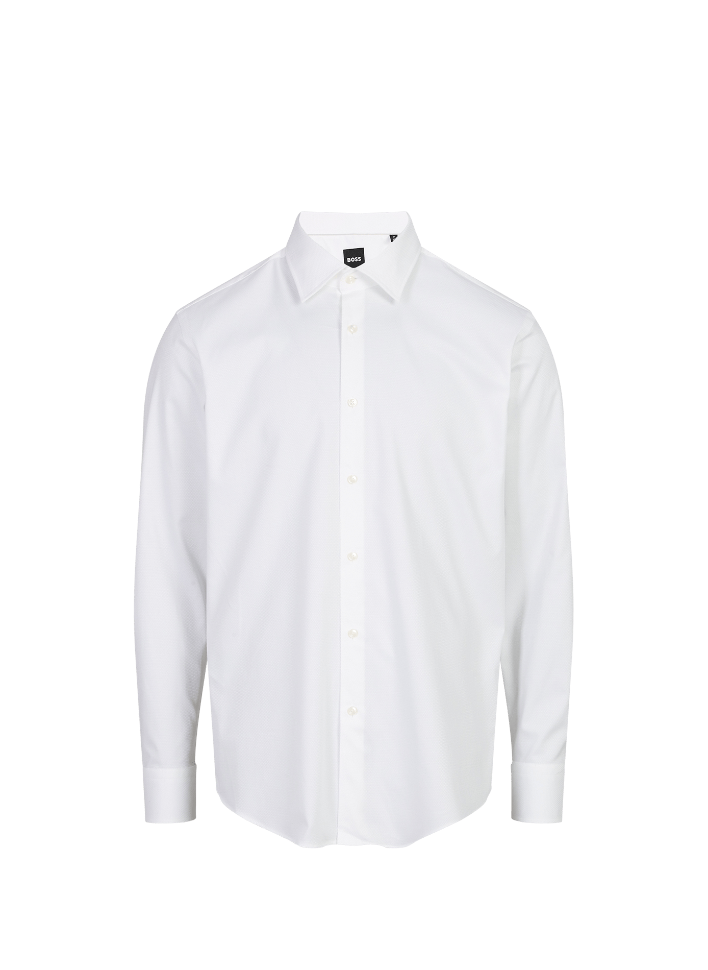 Long-sleeved cotton ratine shirt BOSS White