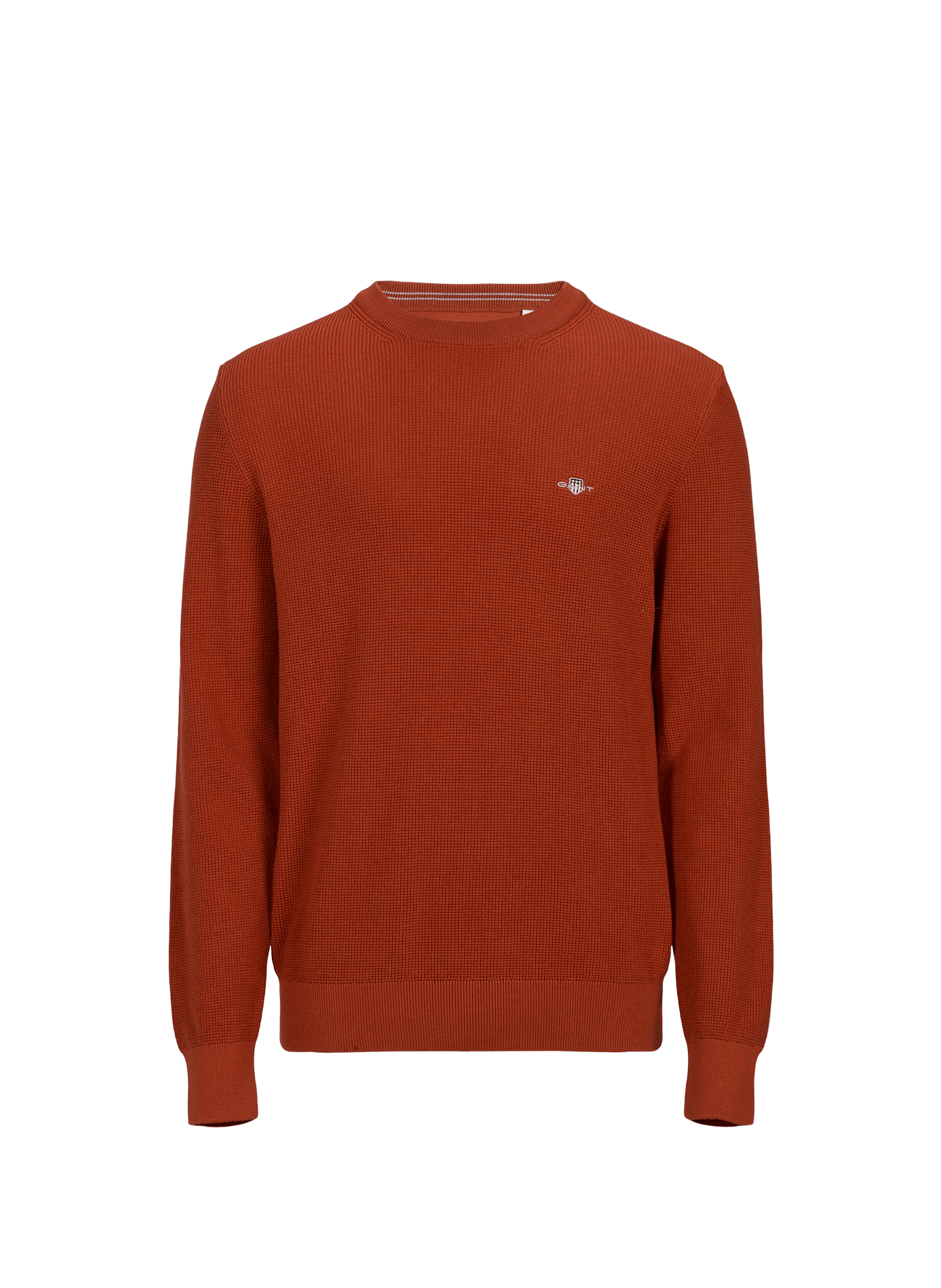 Pull droit col rond brodé en coton GANT Orange