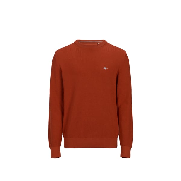 Pull droit col rond brodé en coton Pull droit col rond brodé en coton