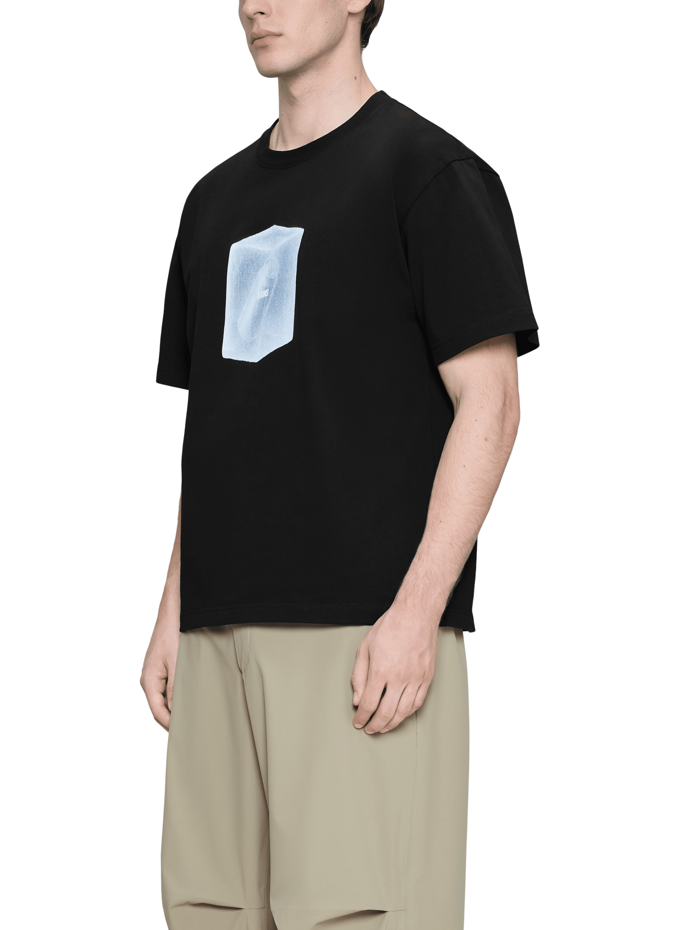Straight fit cotton patterned t-shirt RAINS Black