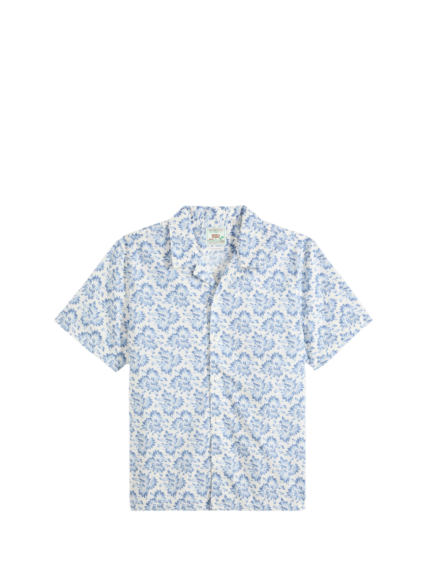 Chemise droit imprimé en coton mélangé  Micah abstract floral moonlight blue