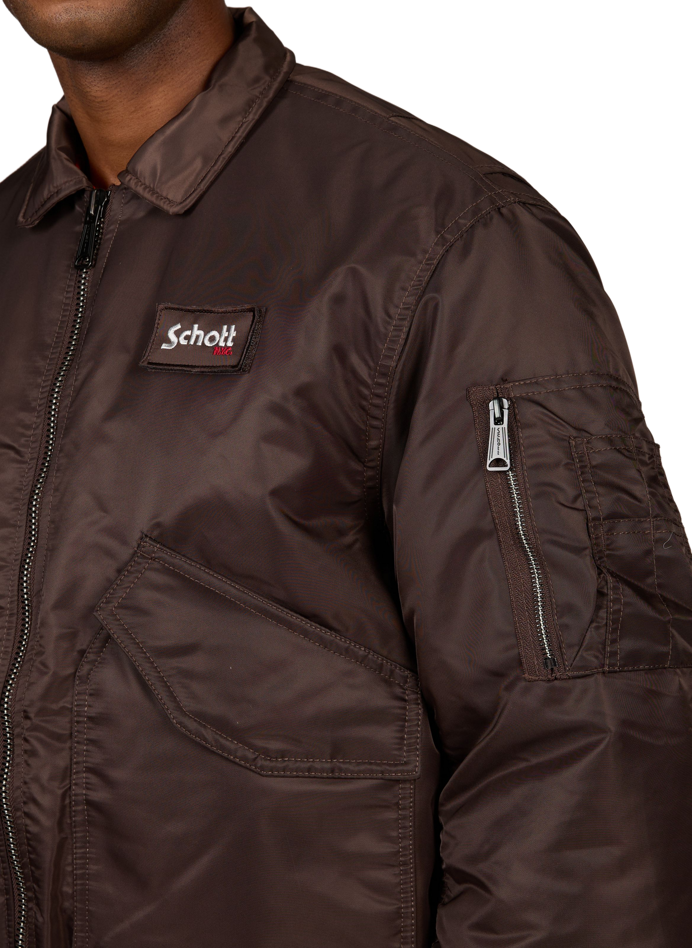 Weites Bomberjacke mit Logo SCHOTT Braun