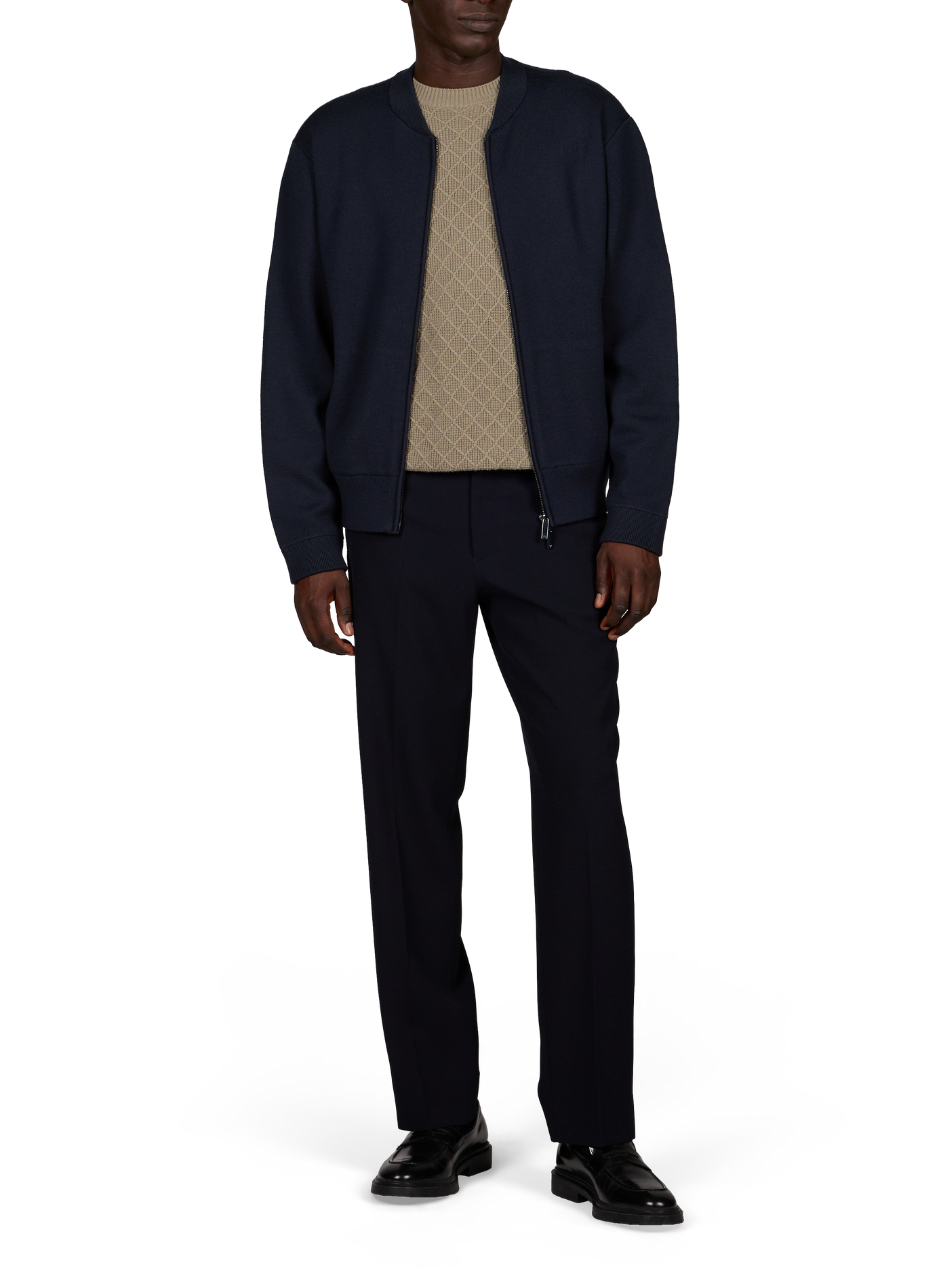 Wool zip sweatshirt EMPORIO ARMANI Blue
