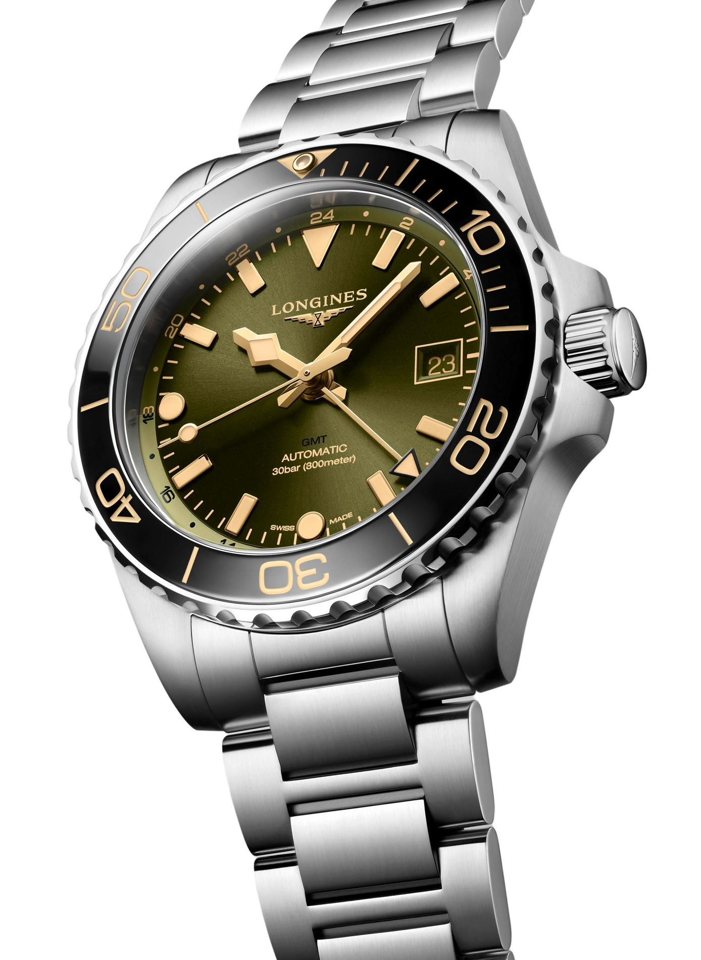 Montre automatique HydroConquest en acier inoxydable LONGINES Vert