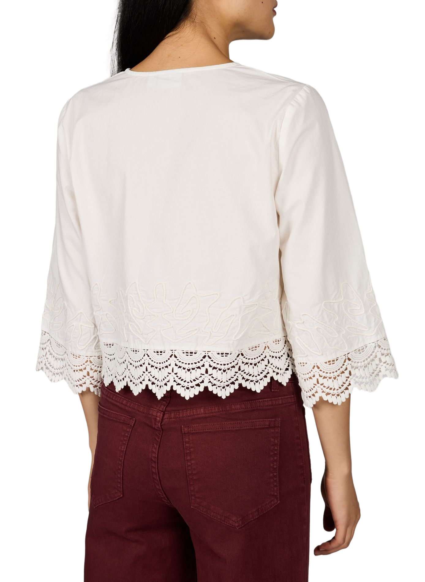 Bluse mit Baumwollstickereien VILA Weiss