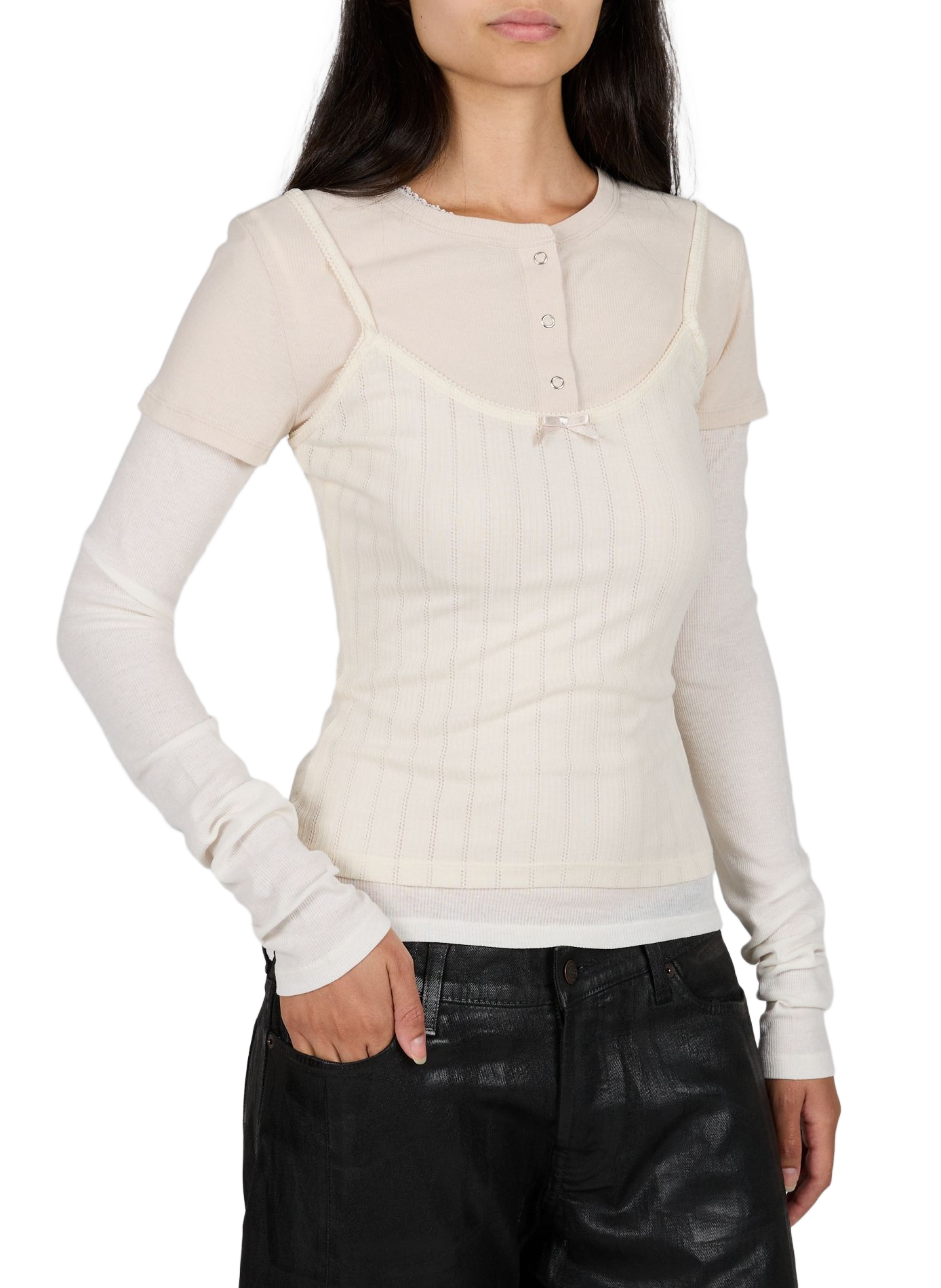 Rundhalsausschnitt-Layering-Top ACNE STUDIOS Weiss