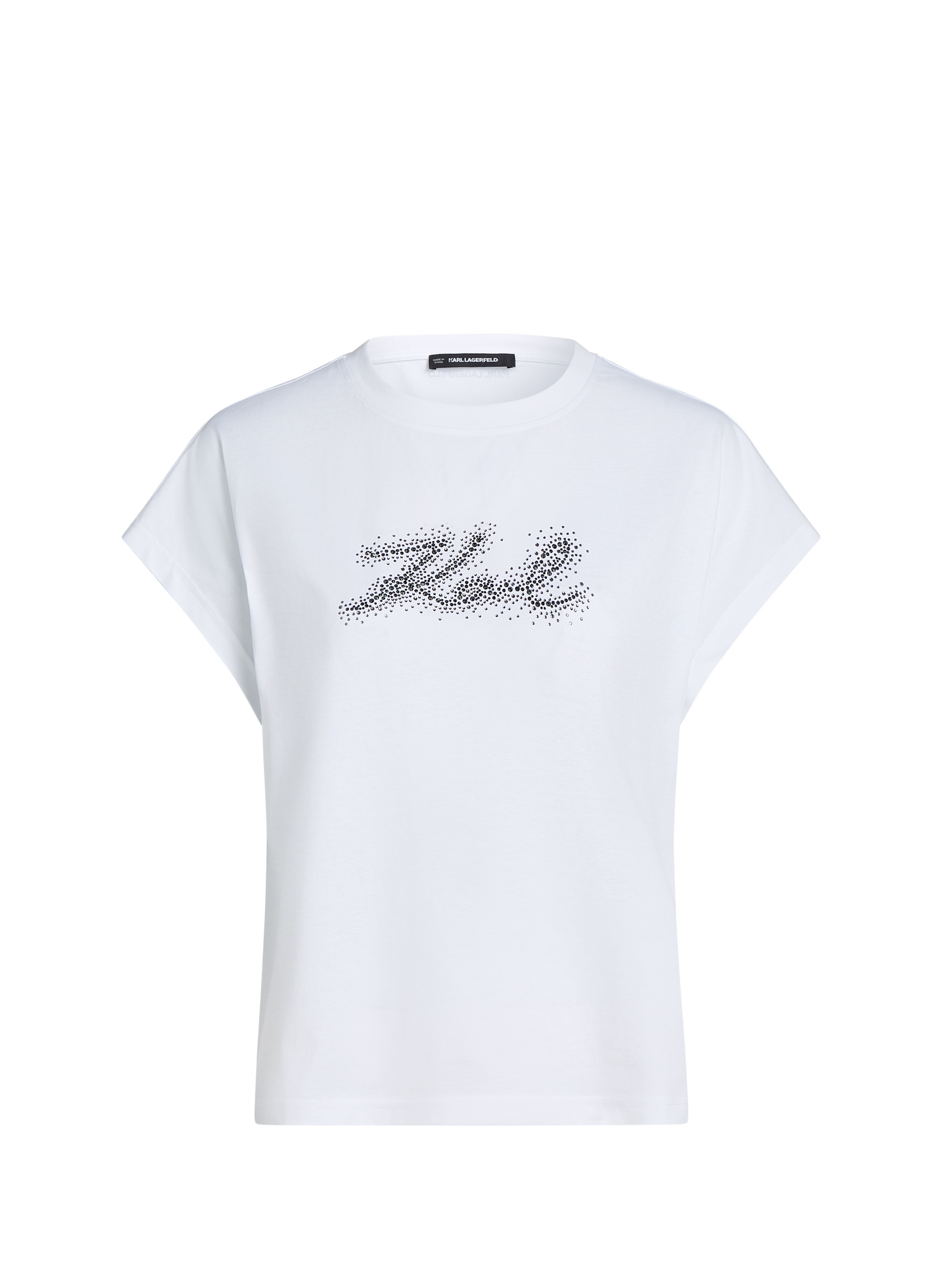 T-shirt droit à logo en coton KARL LAGERFELD White