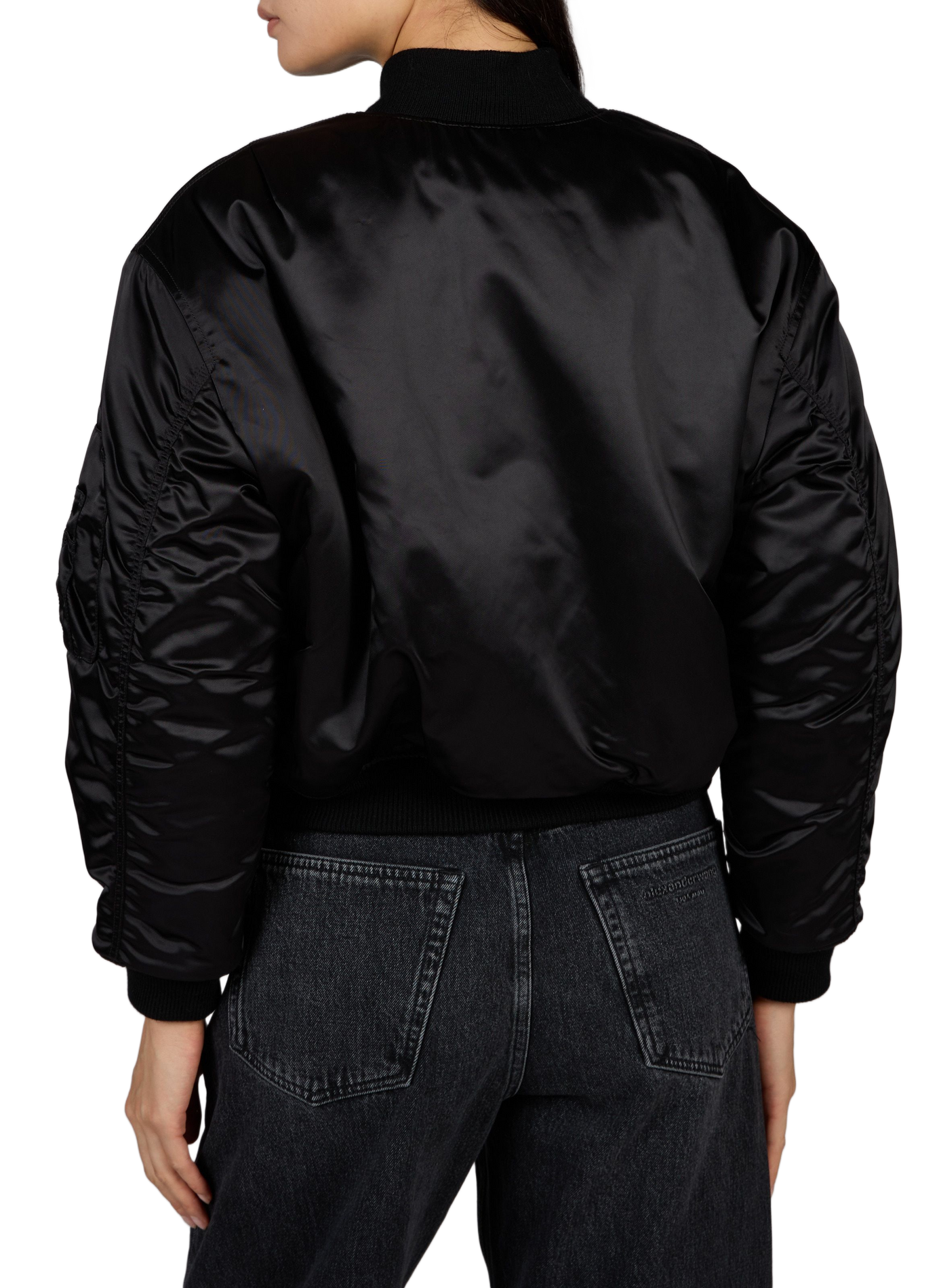 Short satin-look bomber jacket ALEXANDER WANG Black