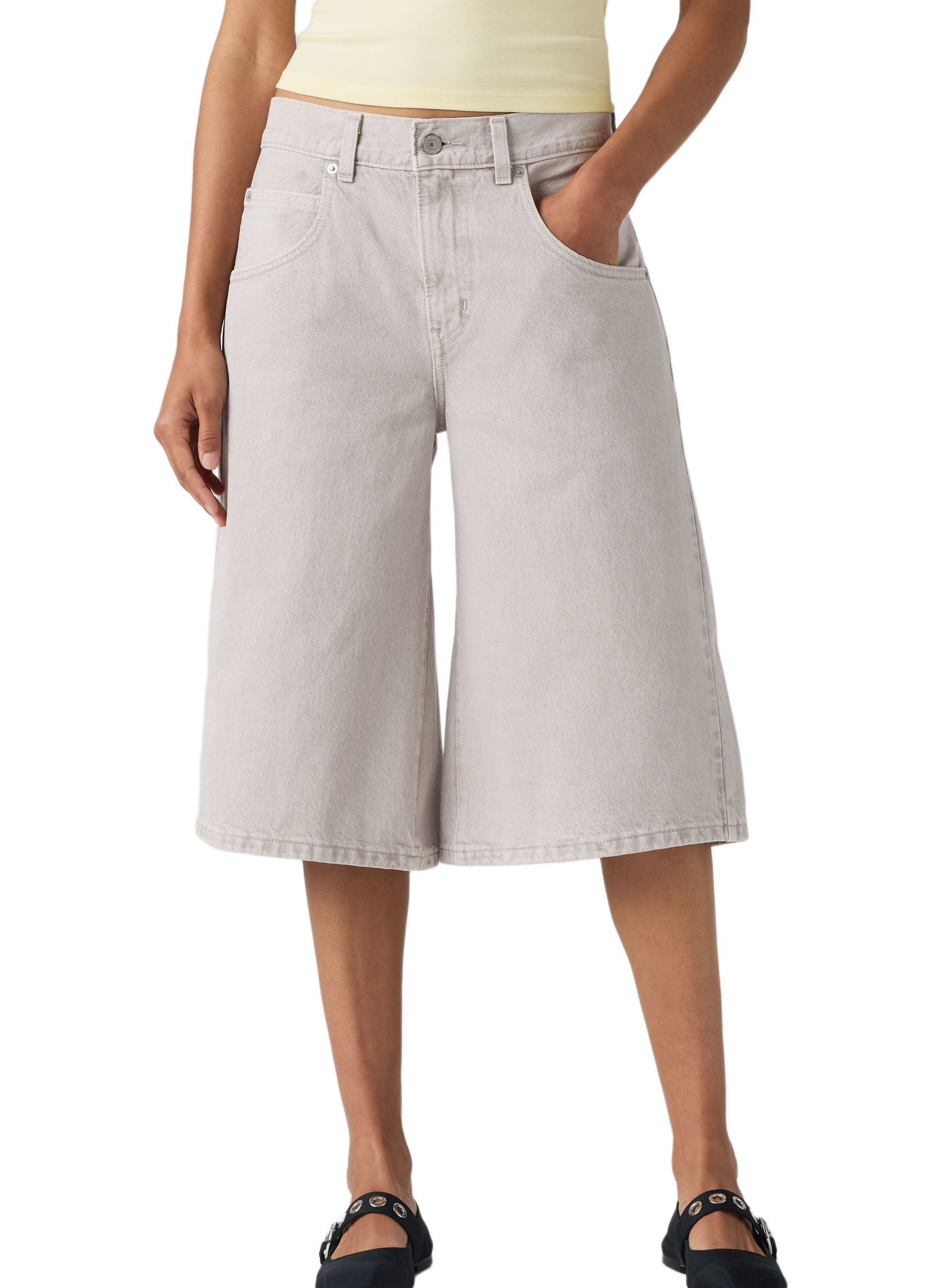 Kurze weite Baumwollhose LEVI'S Grau