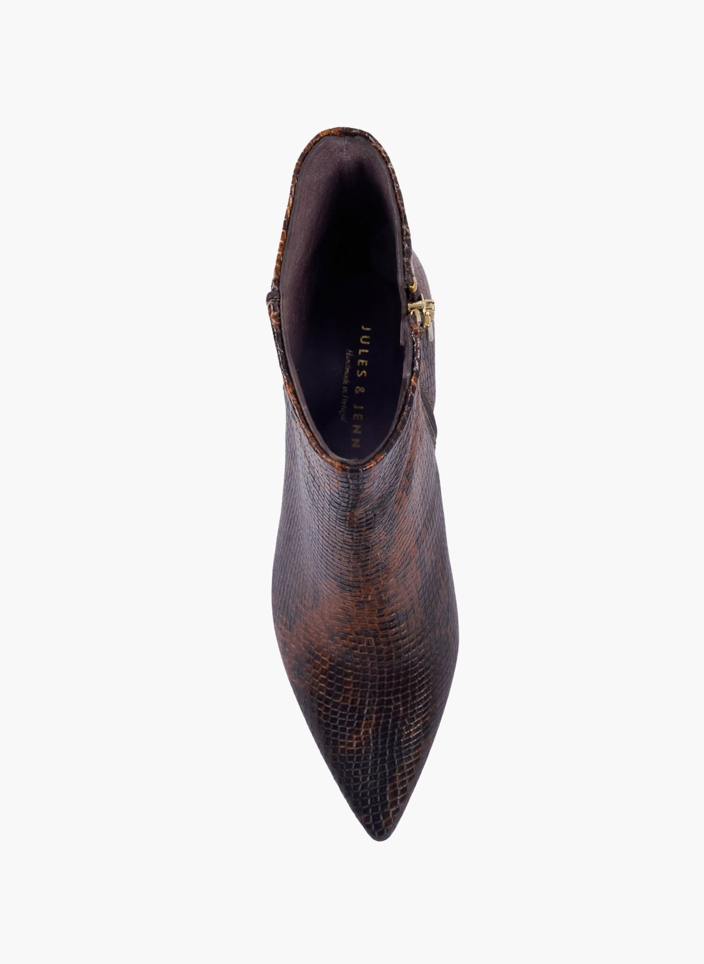 Bottines pointues isaure cuir imprimé JULES & JENN Marron