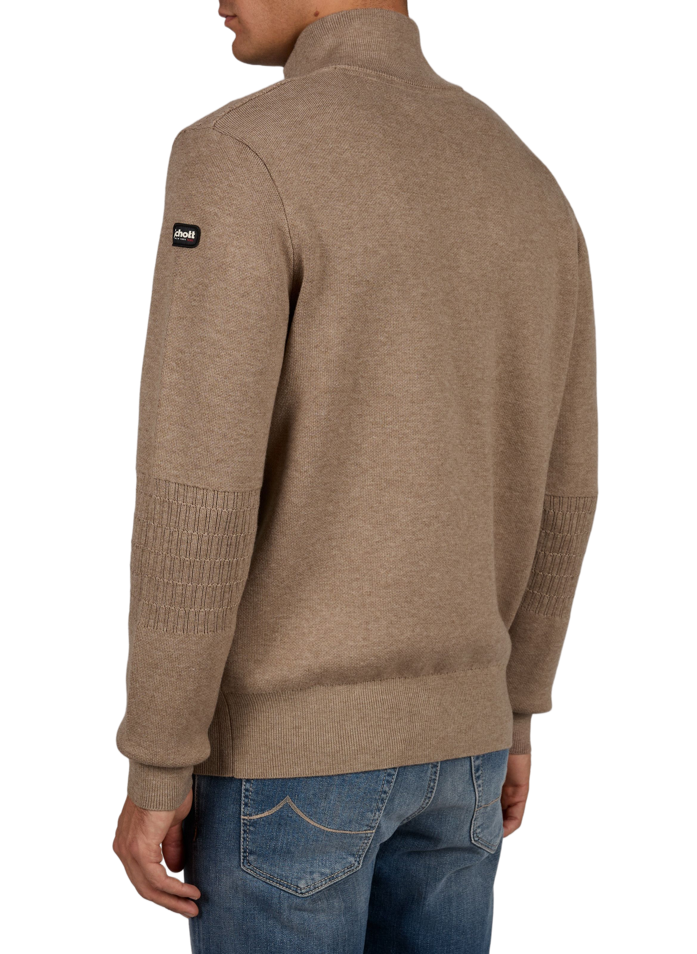 Zip-Up High-Neck Sweater SCHOTT Brown