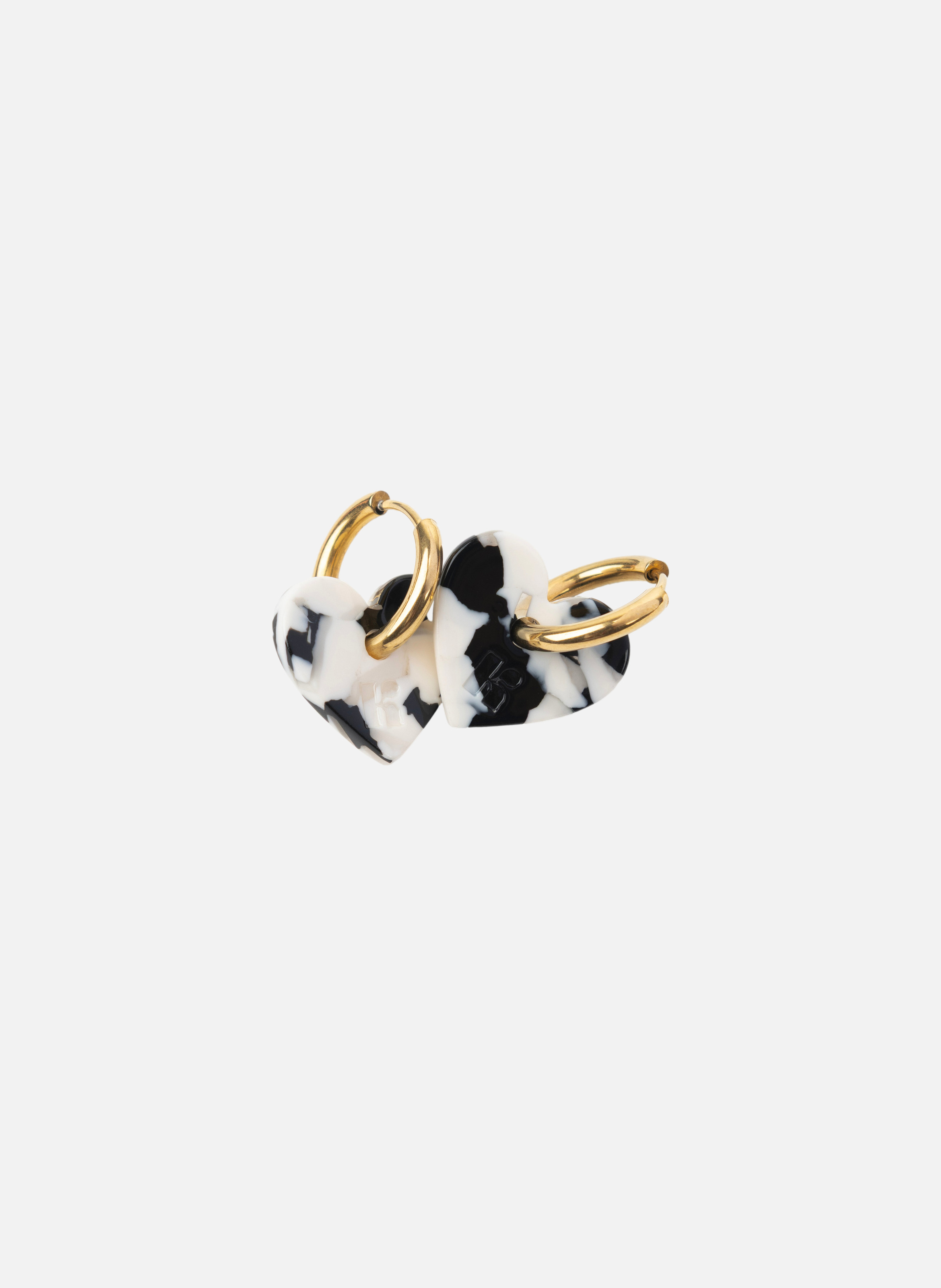Boucles d'oreilles lova lova avec anneaux en acier inoxydable argenté | Noir KURAGE GINZA Montres et Bijoux