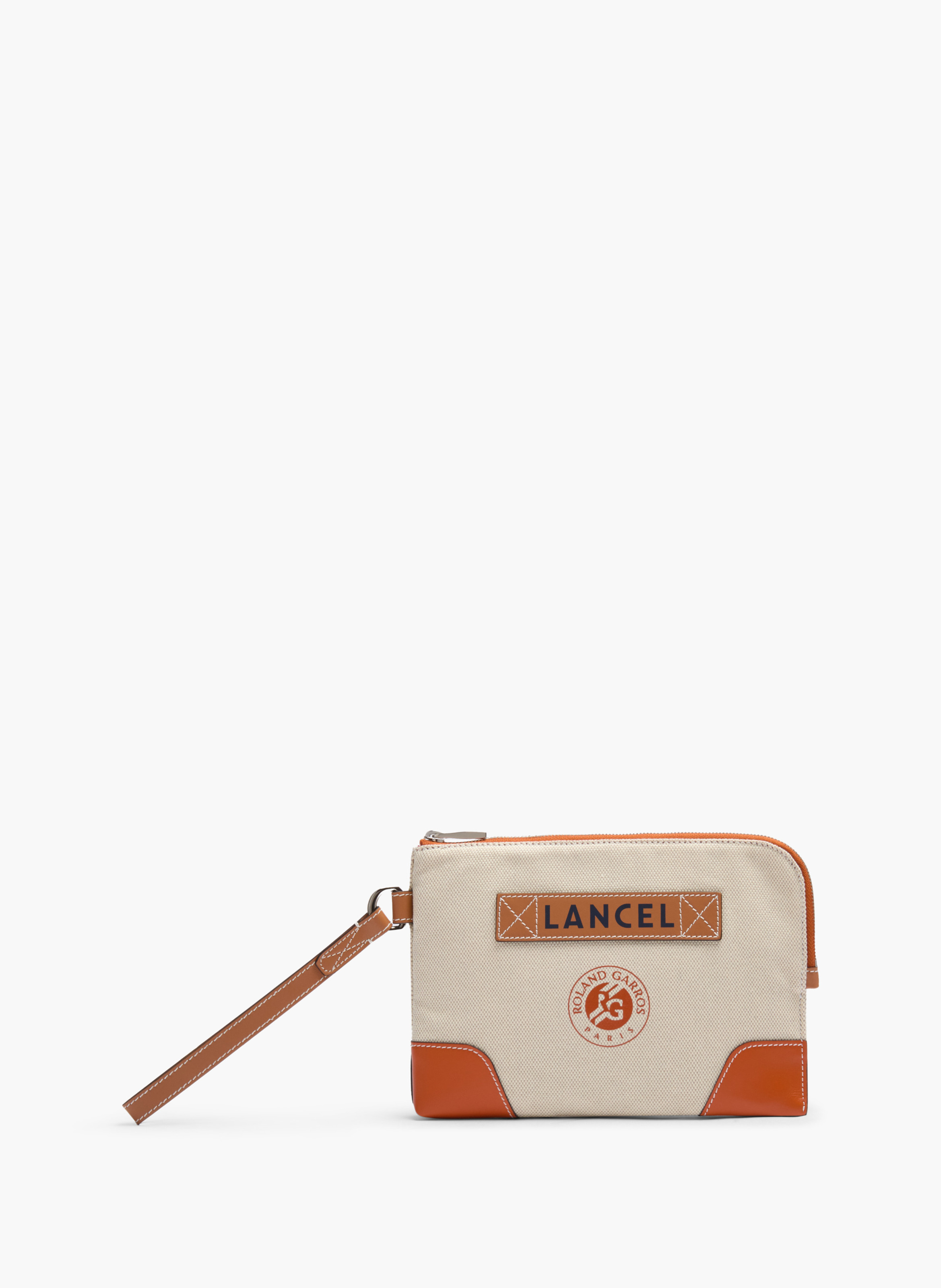 Pochette dragonne zippée lancel x roland garros en coton LANCEL Beige