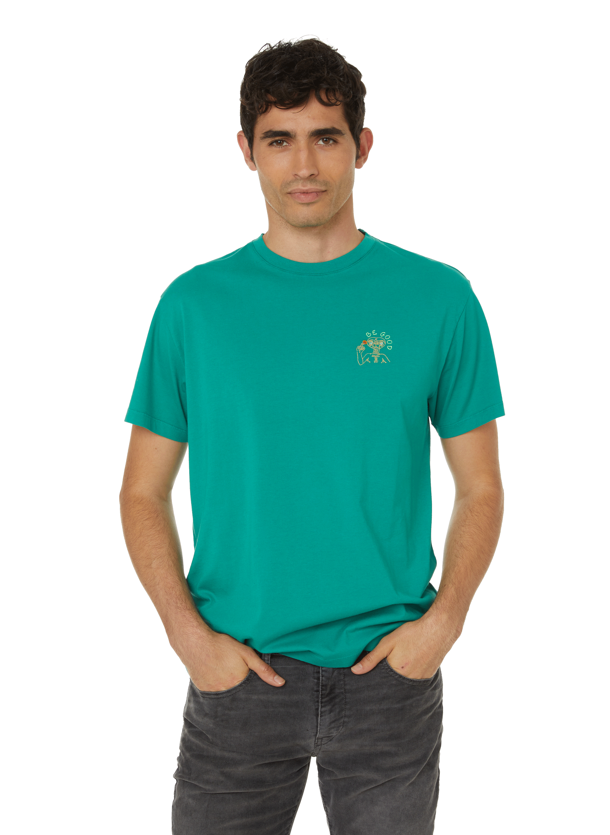 MAISON LABICHE Popincourt ?Be Good? organic cotton T-shirt Green